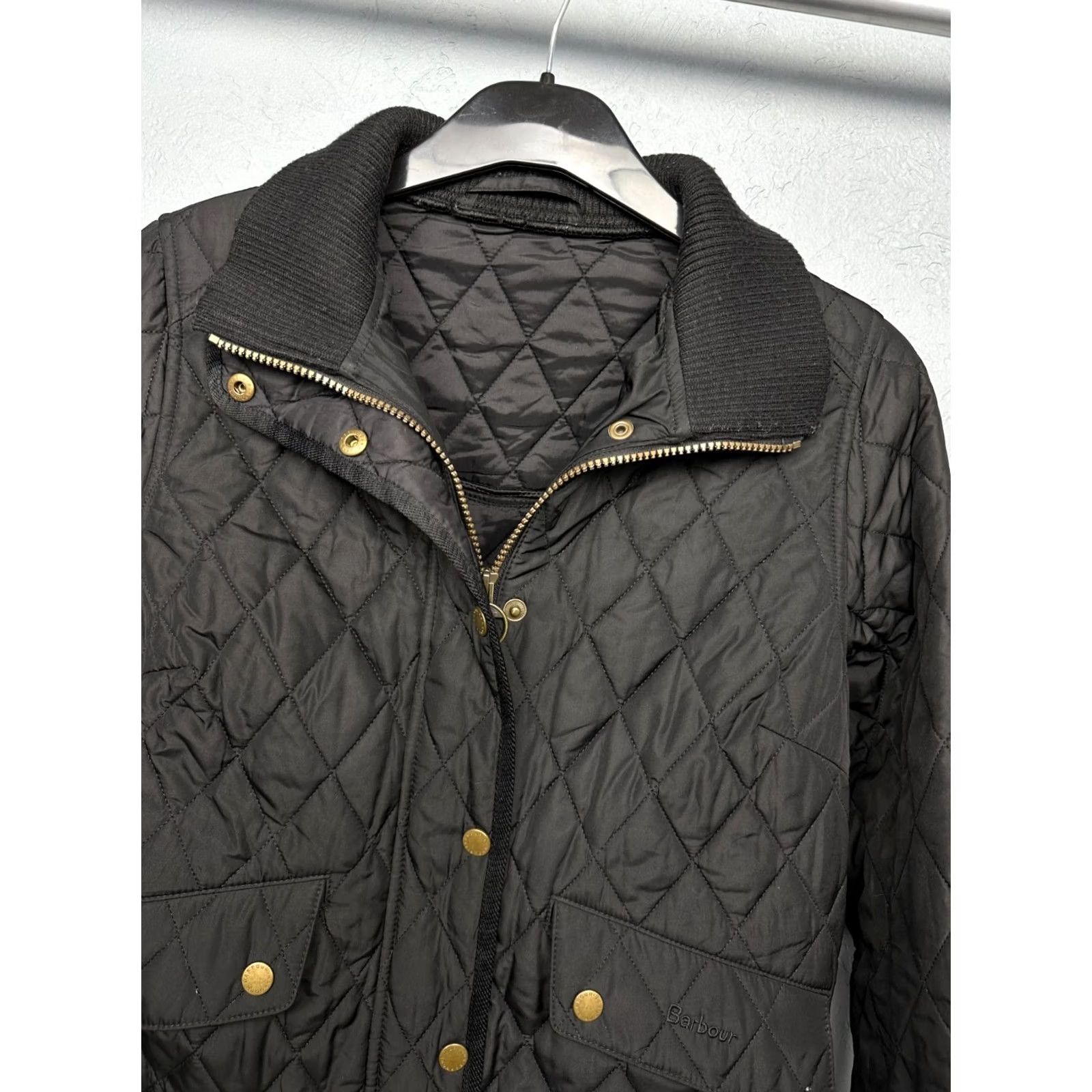 Barbour Barbour Jacket Womens Quilted Biker Size UK 10 M Black Polyester Quilted Size M / US 6-8 / IT 42-44 - 2 Thumbnail