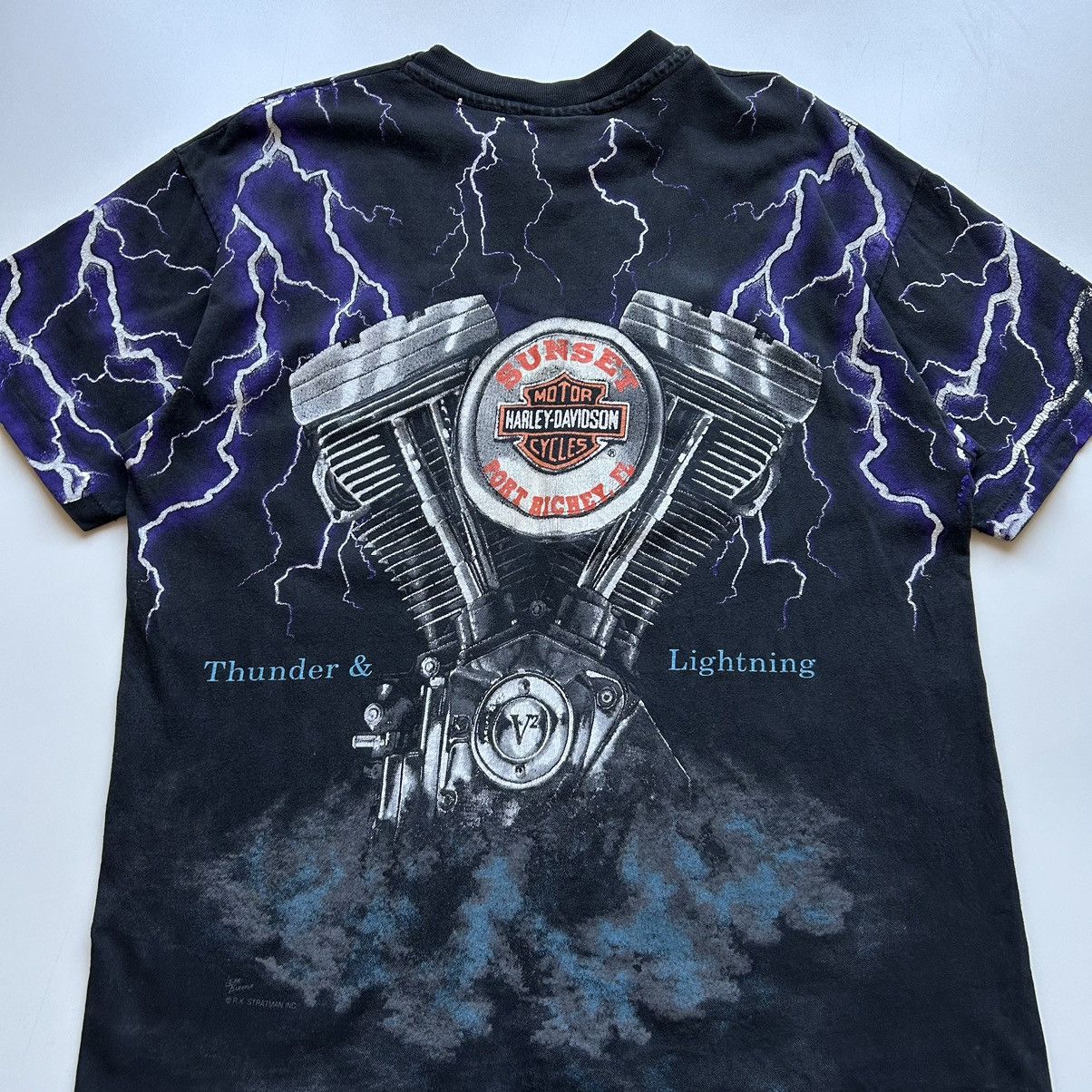 Harley Davidson × Vintage Vintage 90s Harley Davidson Lightning & Thunder AOP T Shirt Size US L / EU 52-54 / 3 - 4 Thumbnail