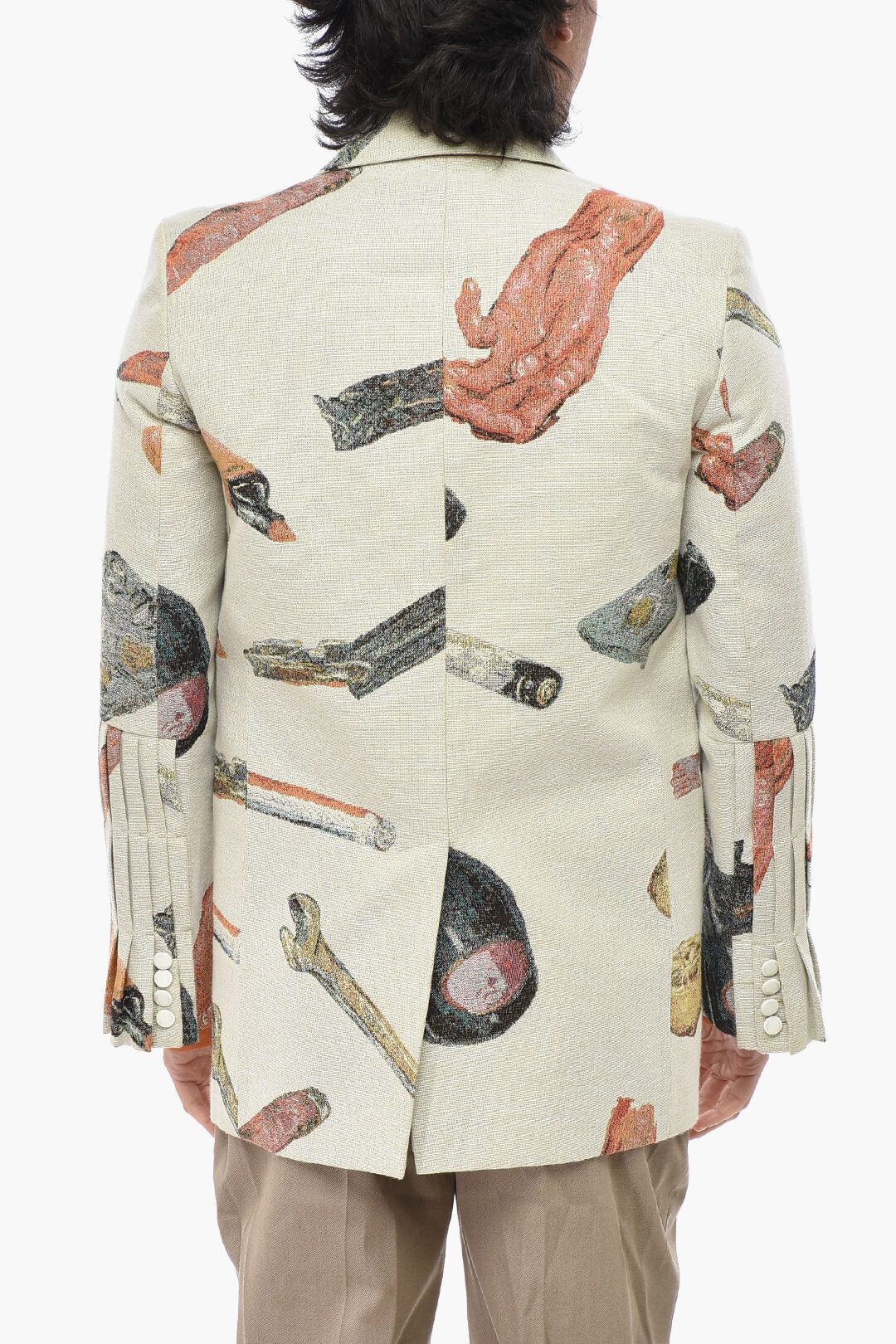 Off-White og1mm0426 Jacquard Blazer in Beige Size US M / EU 48-50 / 2 - 2 Thumbnail