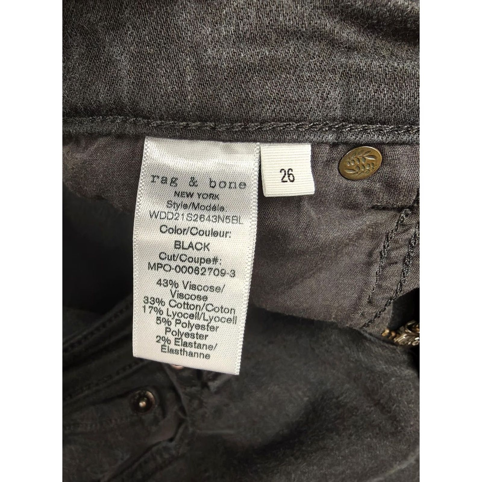Rag & Bone Rag & bone Jeans Womens 26 Black Low Rise Slim Boyfriend Stretch Denim Shirt? Size 26" / US 2 / IT 38 - 5 Thumbnail