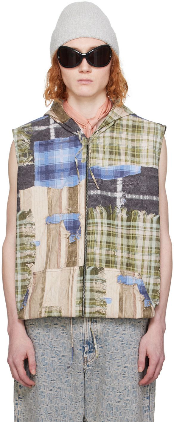Acne Studios NWOT $500 - 46/S - Green Print Hooded Vest - Trompe L'oeil Size US S / EU 44-46 / 1 - 1 Thumbnail