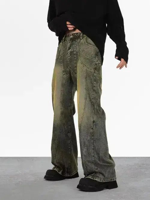 Japanese Brand Vintage straight-leg draped jeans Size US 32 / EU 48 - 3 Thumbnail