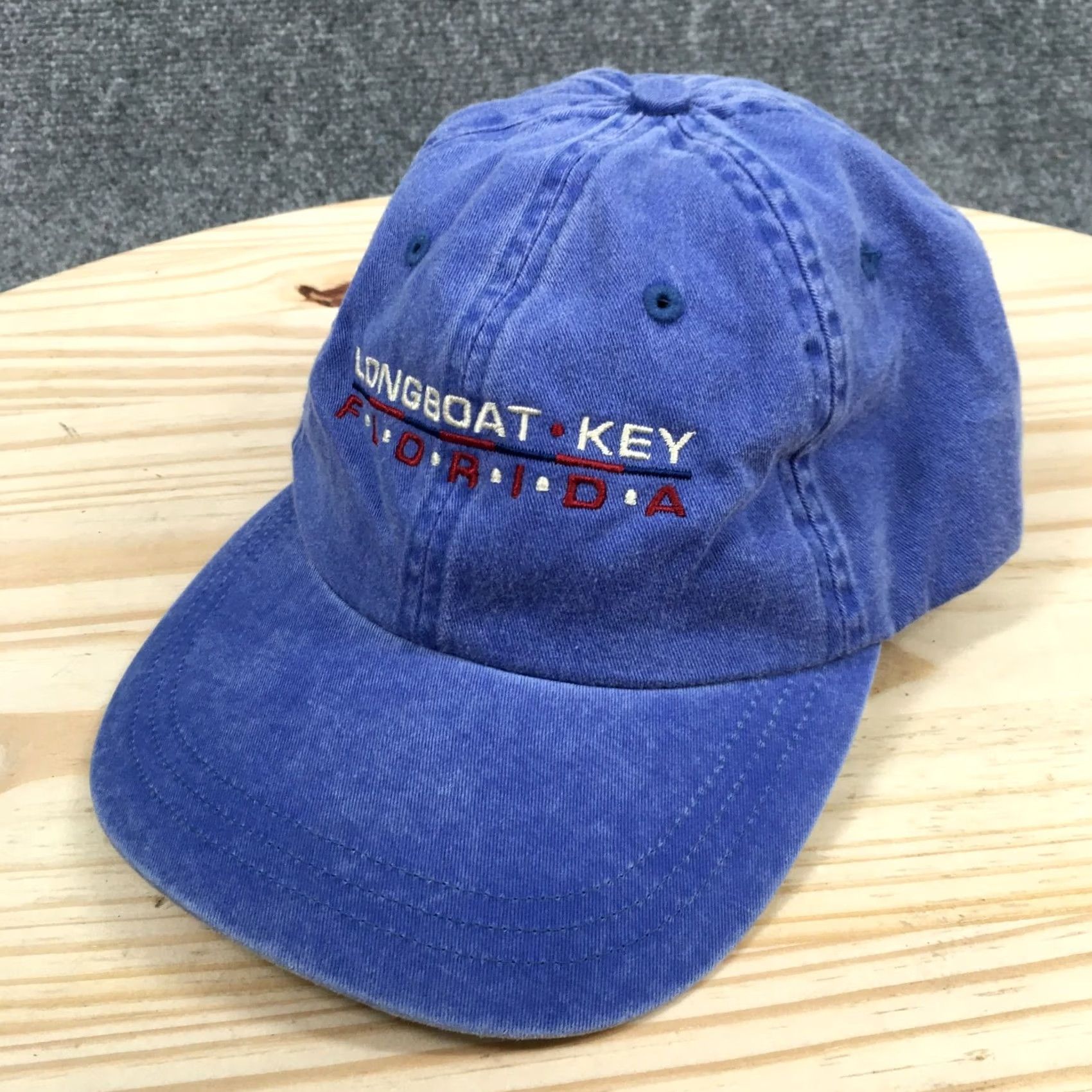 Vintage Ahead Blue Canvas Baseball Cap OS Mens Embroidered Longboat Key Florida Summer Hat Size ONE SIZE - 2 Thumbnail