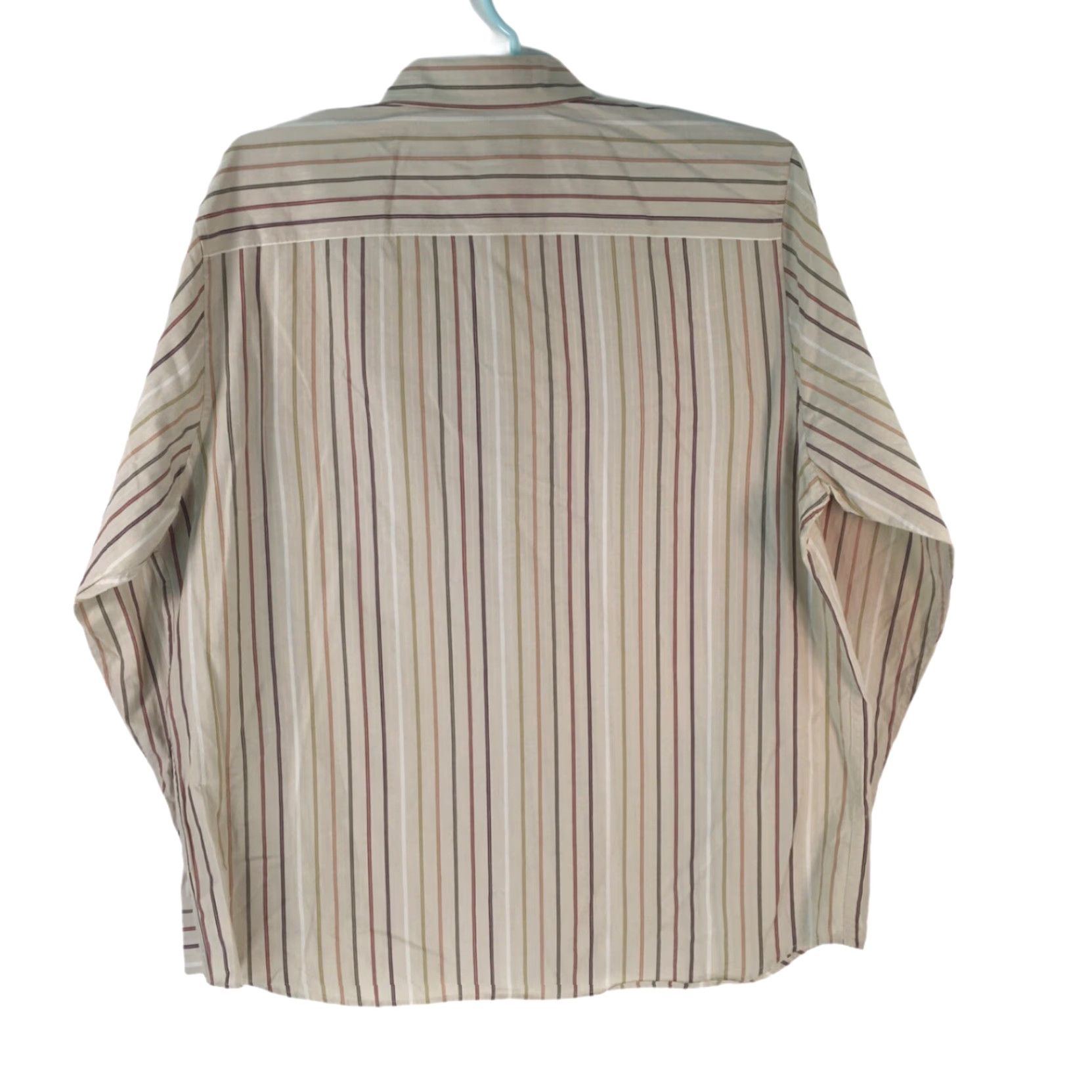 Calvin Klein Calvin Klein Mens Striped 100% Cotton Long Sleeve Button Down Tan Shirt Size XL Size US XL / EU 56 / 4 - 3 Thumbnail