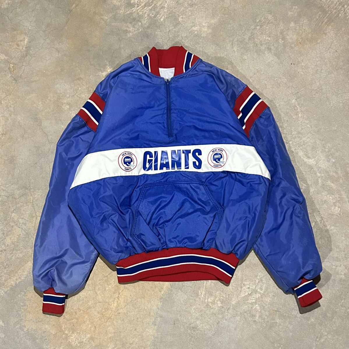 NFL × Vintage Crazy Vintage 90s New York Giants Nylon Zip Pullover Jacket Size US XL / EU 56 / 4 - 1 Thumbnail