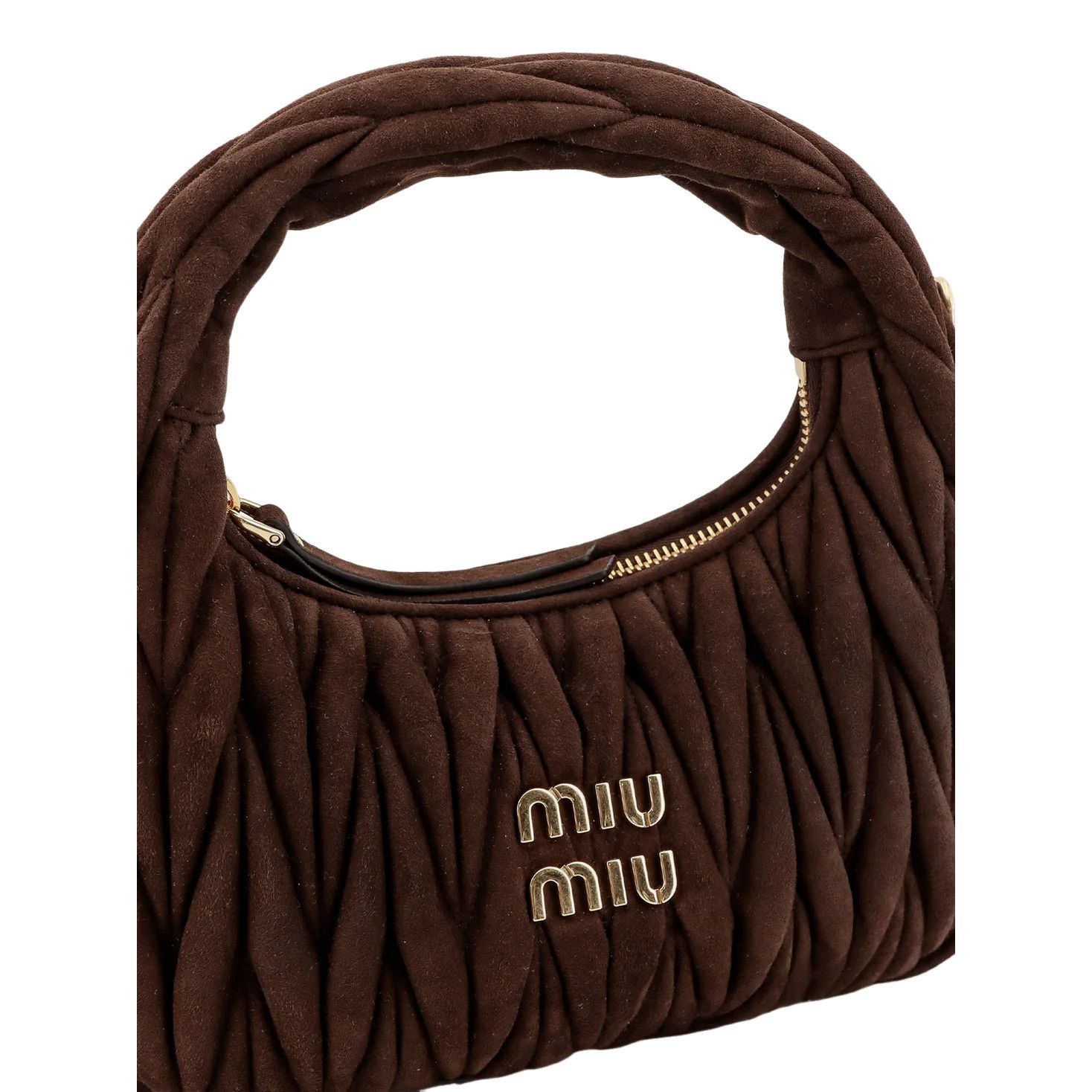 Miu Miu MIU MIU Wander Small $2950 Dark Brown Suede Hobo Bag New And Size ONE SIZE - 4 Thumbnail