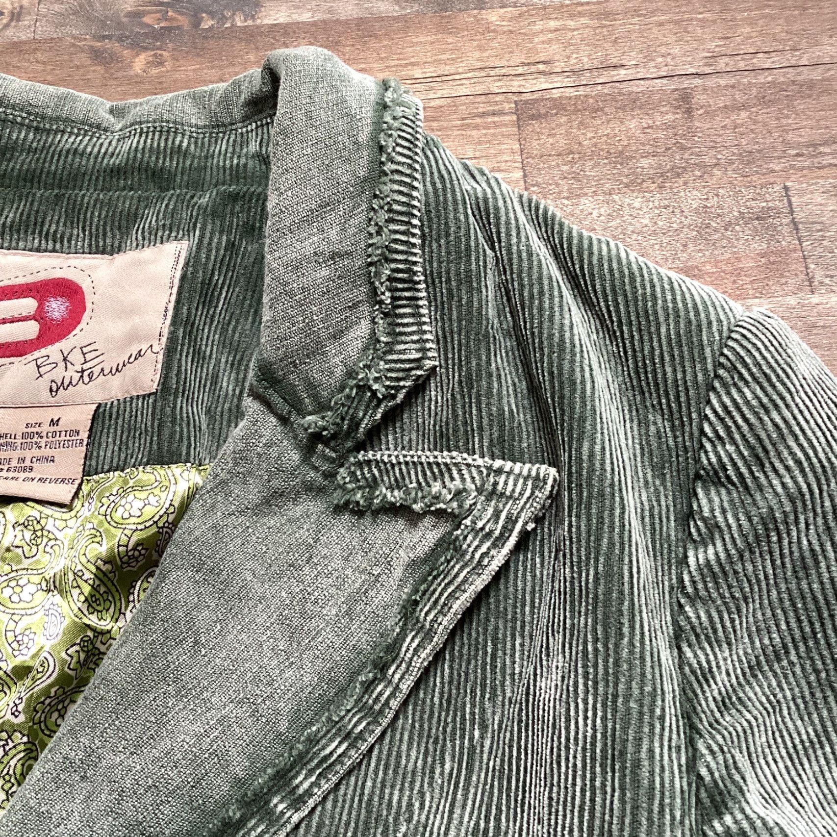 Vintage BKE Jacket Womens M Green Corduroy One Button Classic Casual Short Blazer Coat Size 32" / US 10 / IT 46 - 6 Thumbnail
