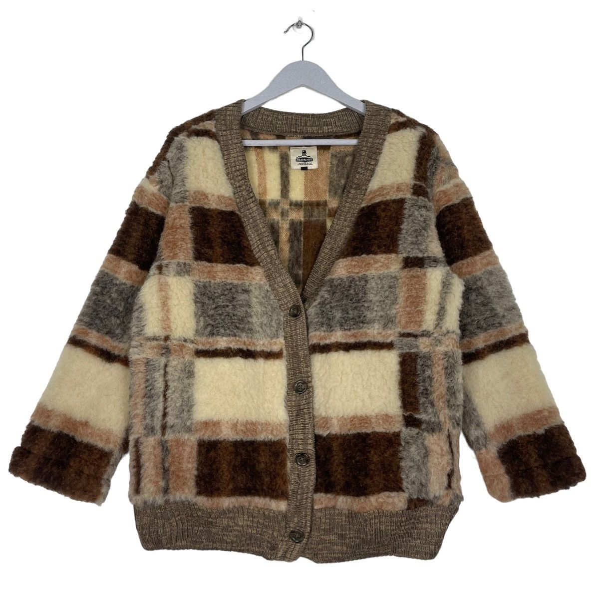 Beauty Beast × Japanese Brand × Le Grande Bleu (L.G.B.) STEAL💥COLDBREAKER CHECK PILE WOOL BUTTON CARDIGAN Size US M / EU 48-50 / 2 - 1 Thumbnail