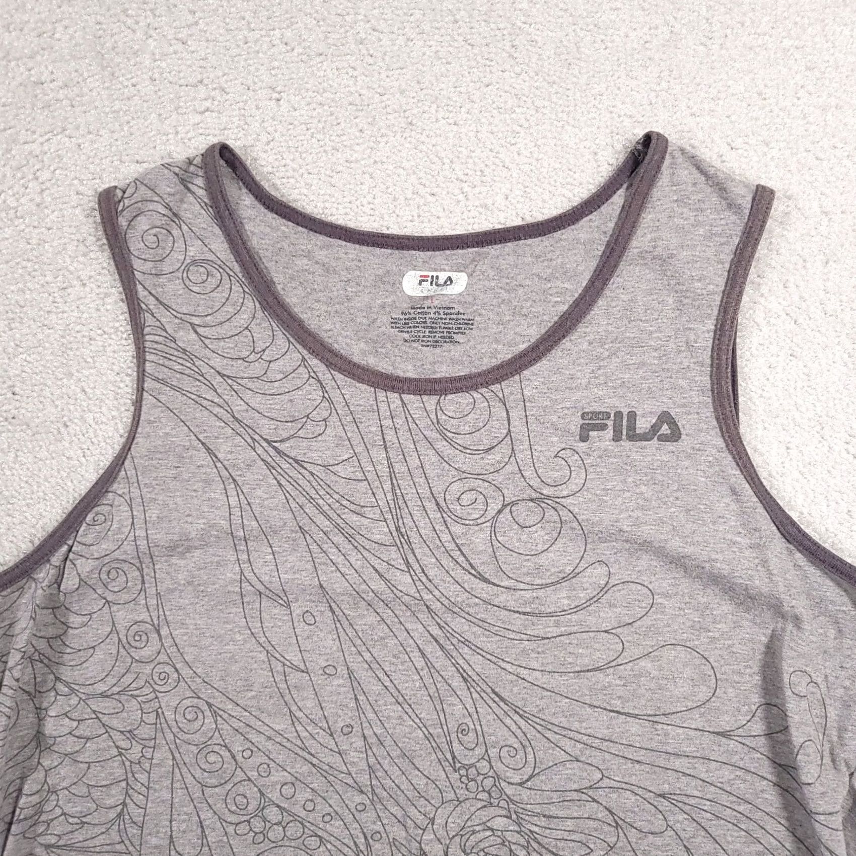 Fila FILA Tank Top Activewear Muscle Shirt Cotton Yoga Athletic Womens Large Gray Size L / US 10 / IT 46 - 3 Thumbnail