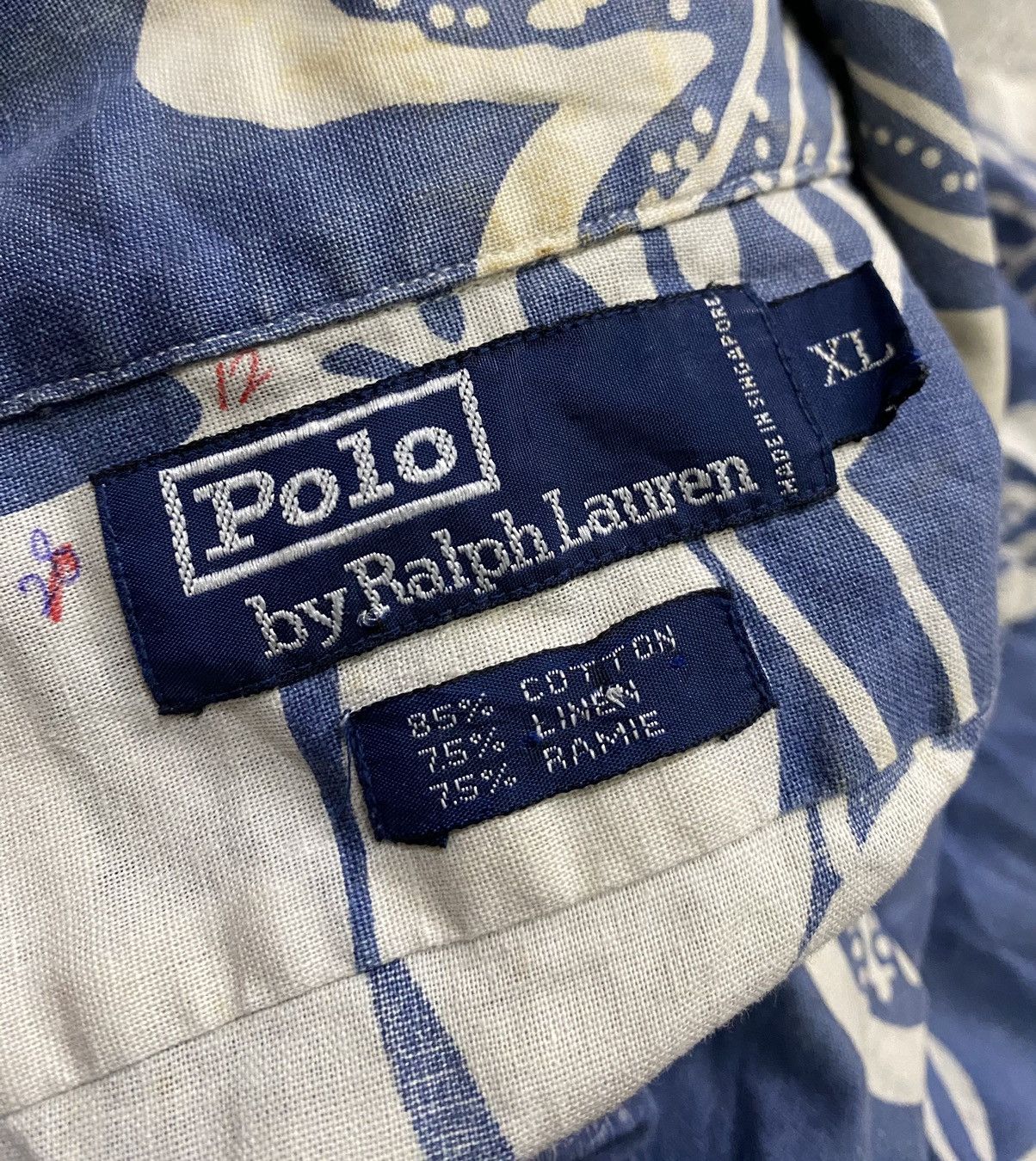 Polo Ralph Lauren × Ralph Lauren 1990's Linen Mix Fabric Floral Hawaiian Shirt Size US XL / EU 56 / 4 - 8 Thumbnail