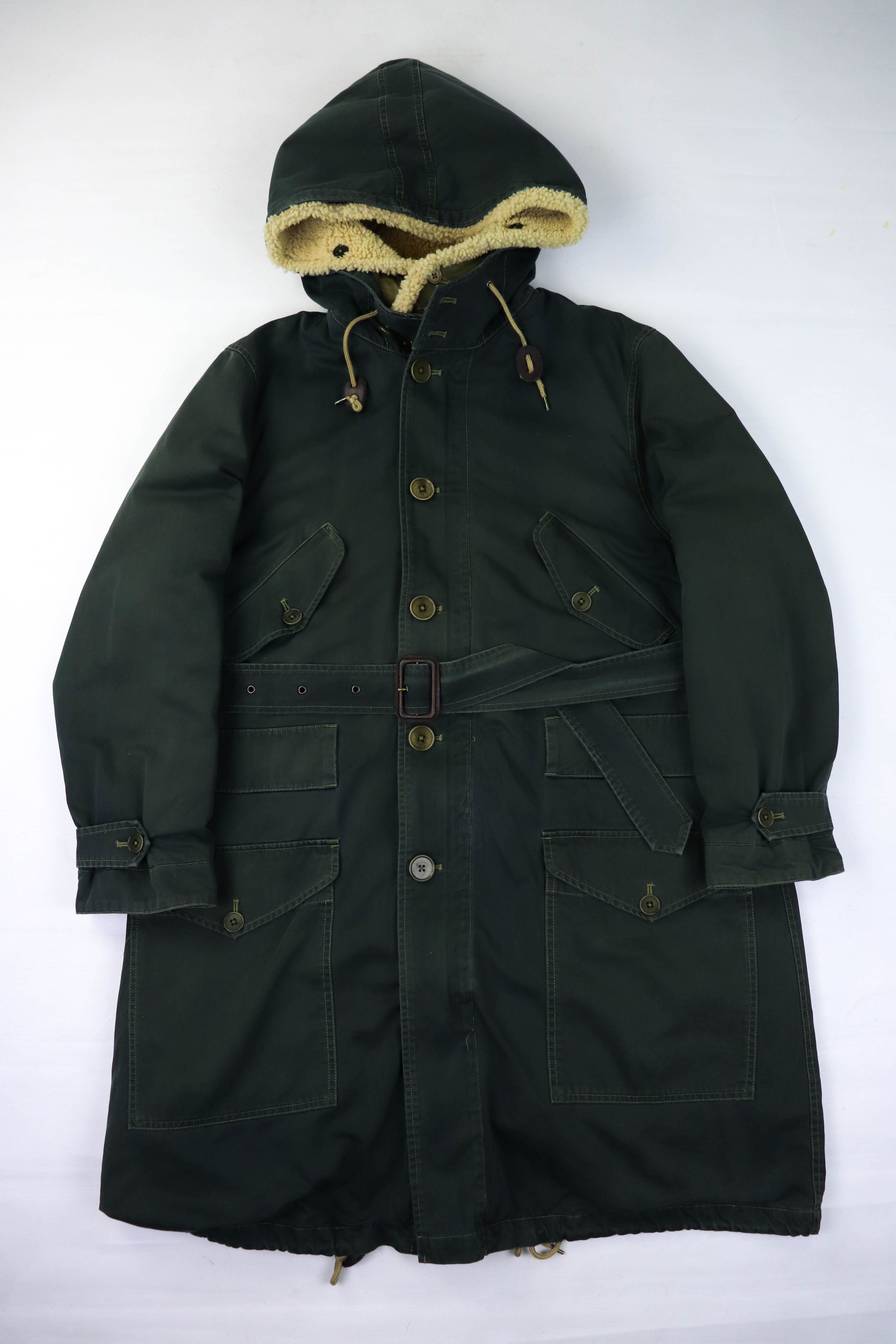 Ralph Lauren 90s Vintage Ralph Lauren Shearling Liner Green Belted Coat Size L / US 10 / IT 46 - 3 Thumbnail