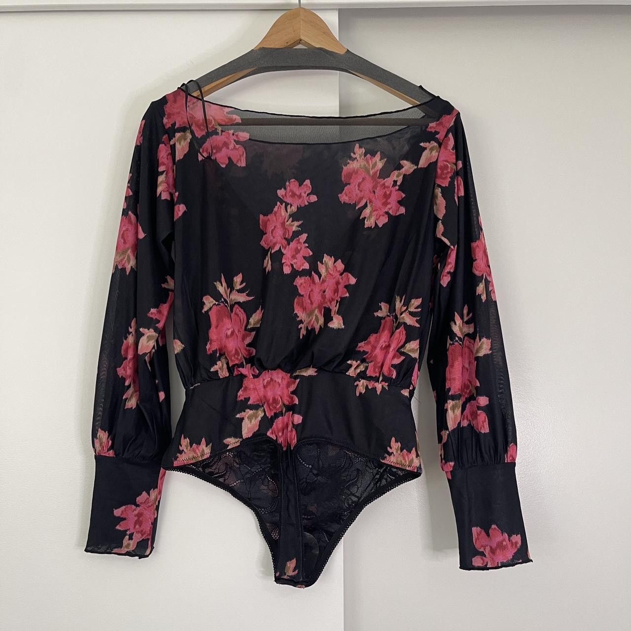Free People Free people Floral Black and Pink Long Sleeve Bodysuit med Size M / US 6-8 / IT 42-44 - 5 Thumbnail