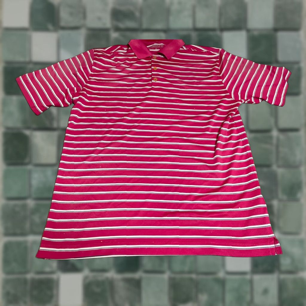 Nike Nike Golf Polo Shirt Mens M Pink Striped Short Sleeve Dri-Fit Size US M / EU 48-50 / 2 - 1 Thumbnail