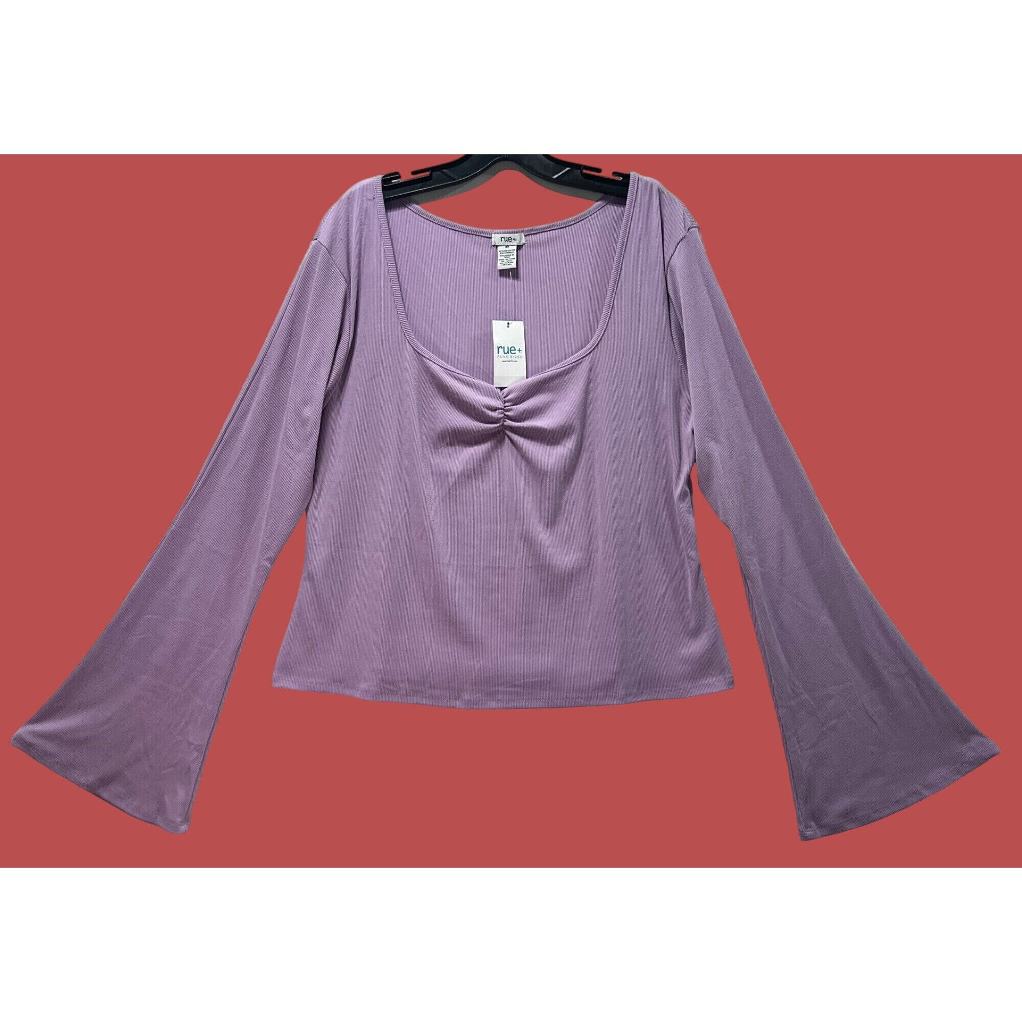 Other Rue + - Women's Sweetheart Neck Long Flare Sleeve Stretch Ca Size XXL / US 16-18 / IT 52-54 - 1 Thumbnail