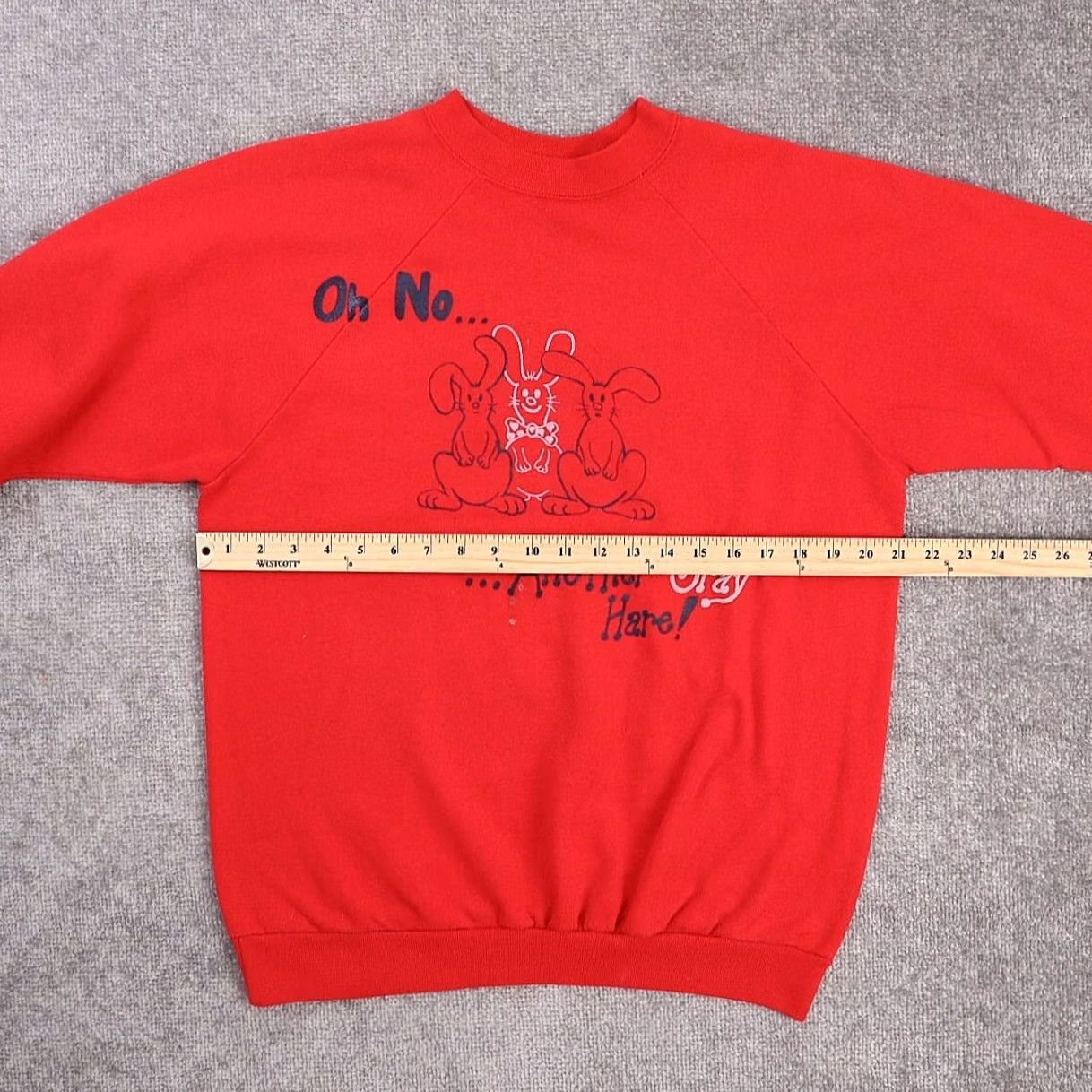 HARE VINTAGE Gray Hare Rabbit Made in USA XL Red Long Sleeve Pullover Sweatshirt Mens Size US XL / EU 56 / 4 - 4 Thumbnail