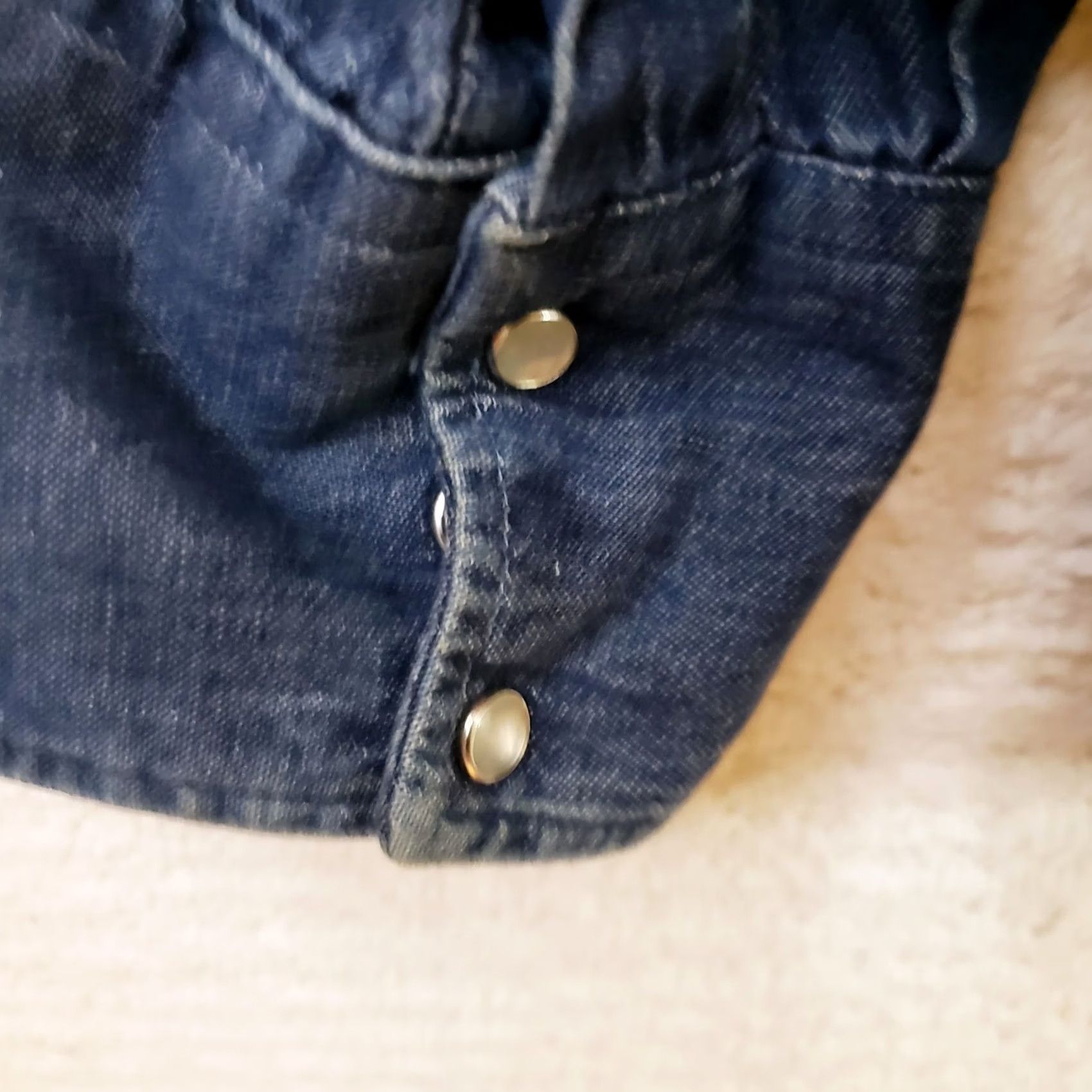 Denime Blue Denim Pearl Snap Shirt L Long Sleeve Pocket Work Casual Farm Cowboy Men's Size US L / EU 52-54 / 3 - 4 Thumbnail