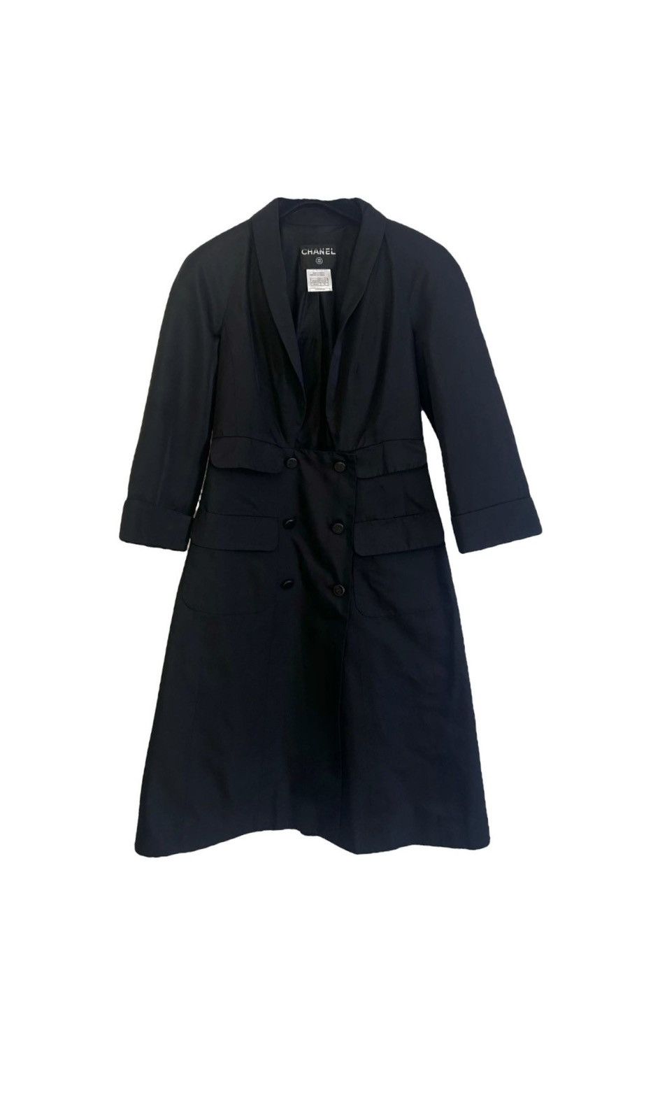Chanel × Vintage Chanel Vintage « coat » Button up Midi Silk Dress - Black Size XS / US 0-2 / IT 36-38 - 1 Thumbnail