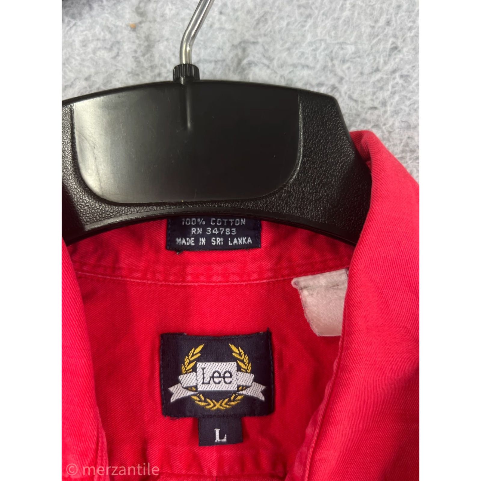 Lee Lee Shirts Mens Large Red Long Sleeve Button Up 100% Cotton Pockets Twill Durable Size US L / EU 52-54 / 3 - 3 Thumbnail