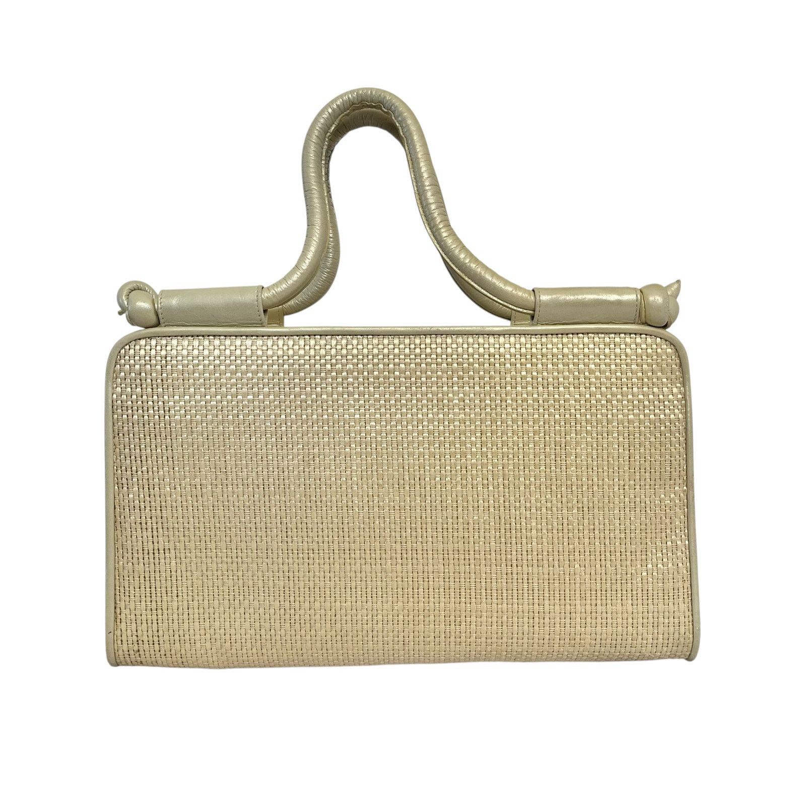 Vintage Stuart Weitzman Leather Woven Straw Evening Bag