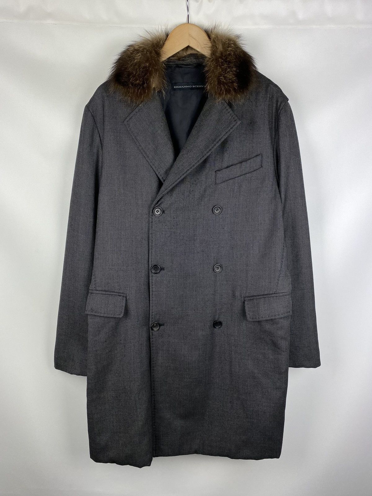 image of Ermanno Scervino Double Breasted Fleece Wool Coat Jacket in Grey, Men's (Size Large)