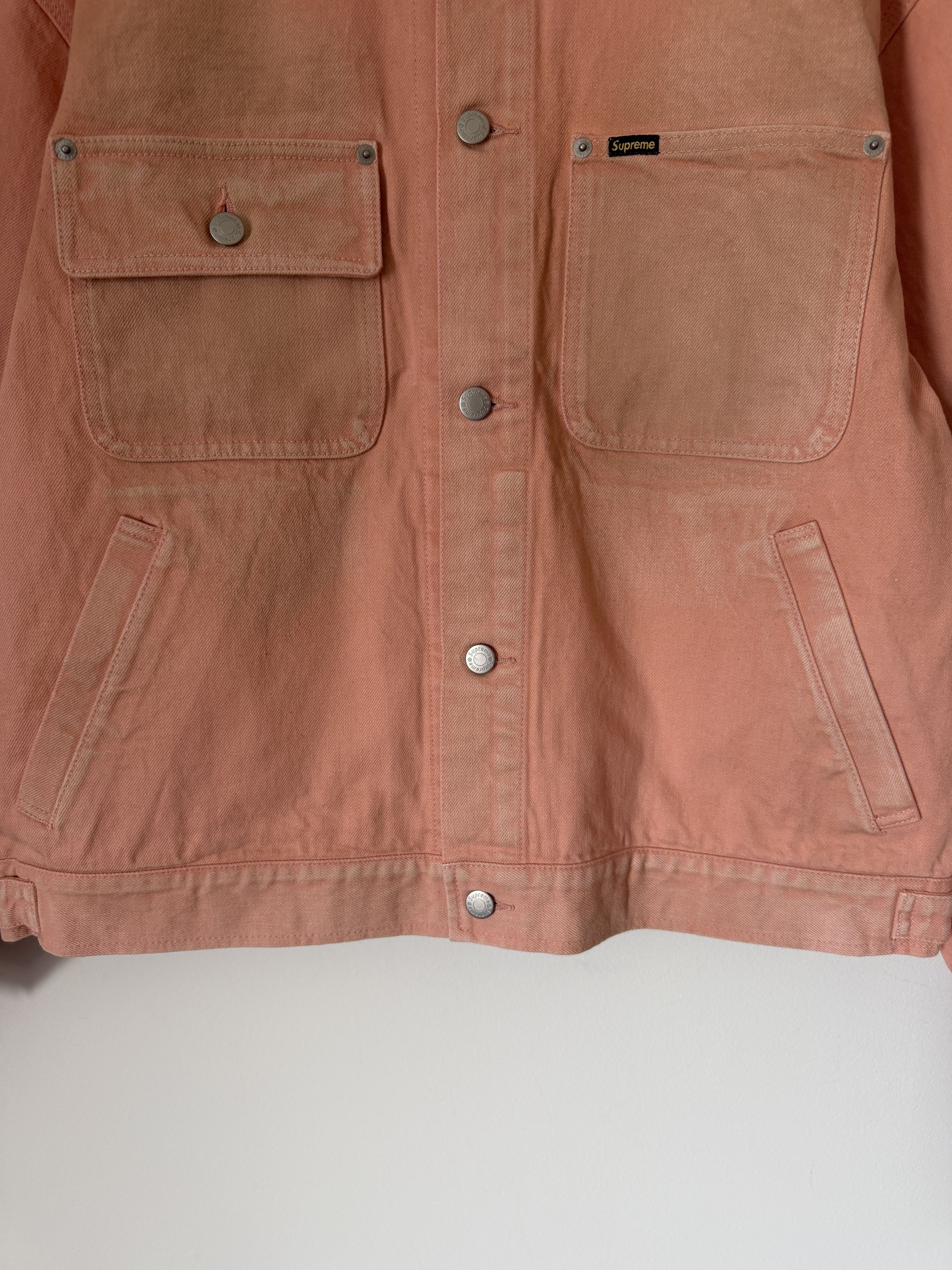 Supreme Supreme Distressed Selvedge Denim Trucker Jacket in Pink Size US L / EU 52-54 / 3 - 3 Thumbnail