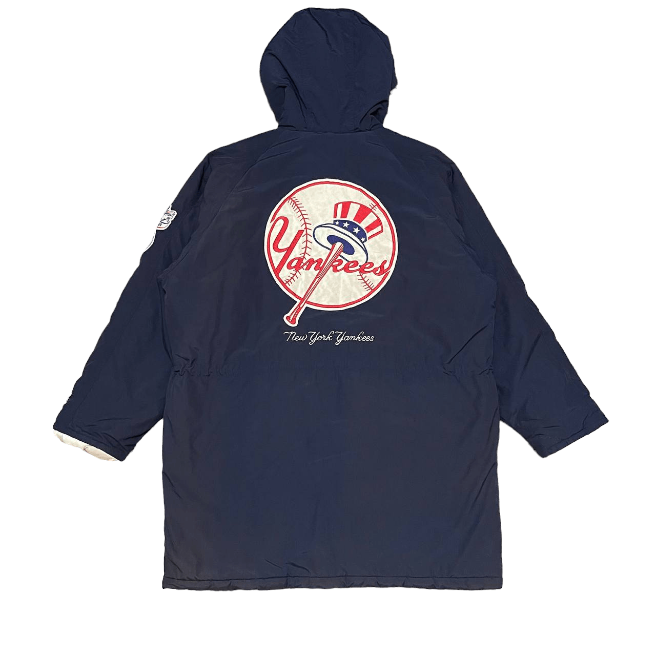 image of Vintage Starter Mlb New York Yankees Coach Puffer Jacket in Blue, Men's (Size Large)