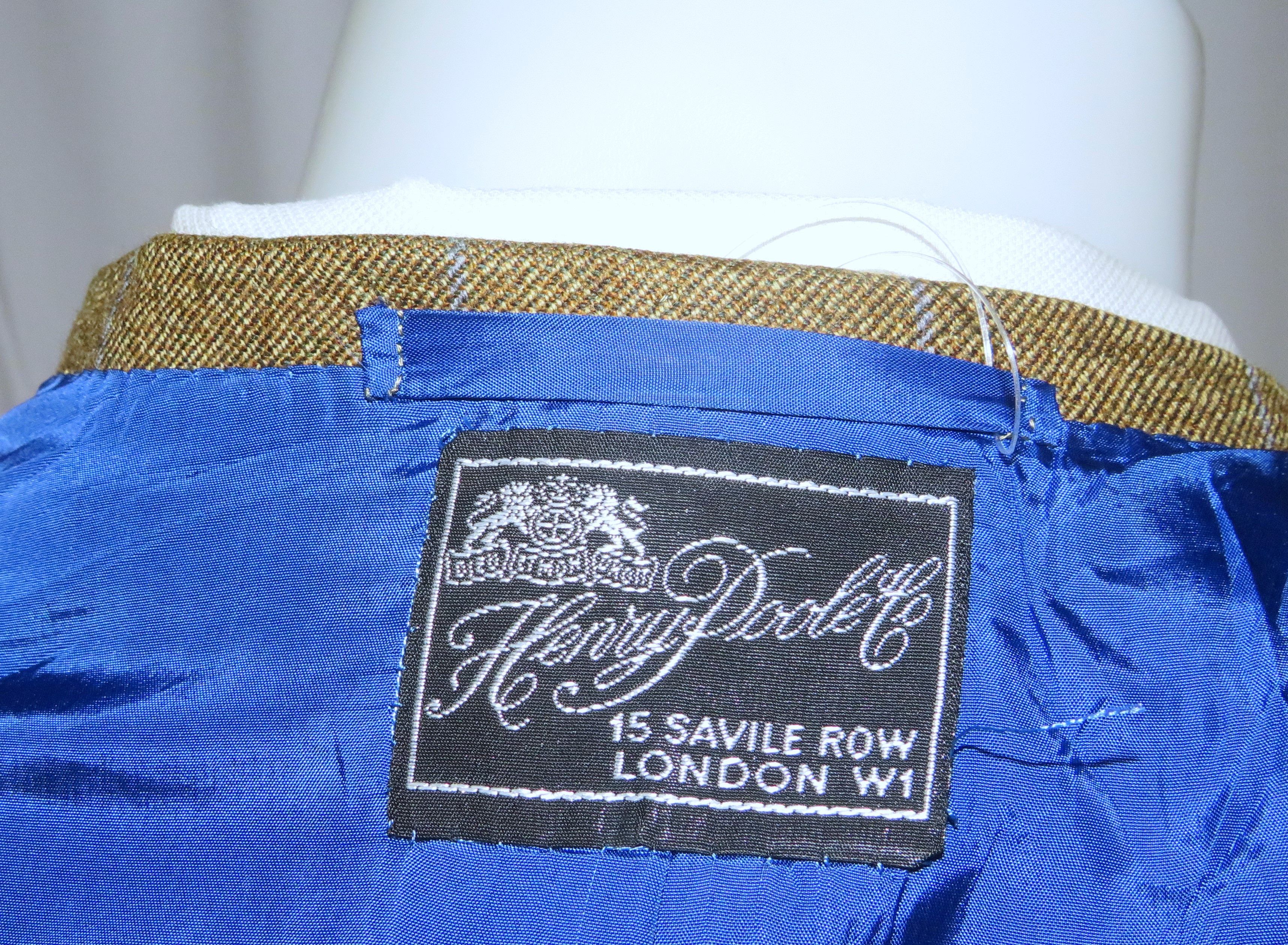 Henry Poole × Savile Row Bespoke Brown Windowpane Two Button 48XL Size 48L - 12 Thumbnail