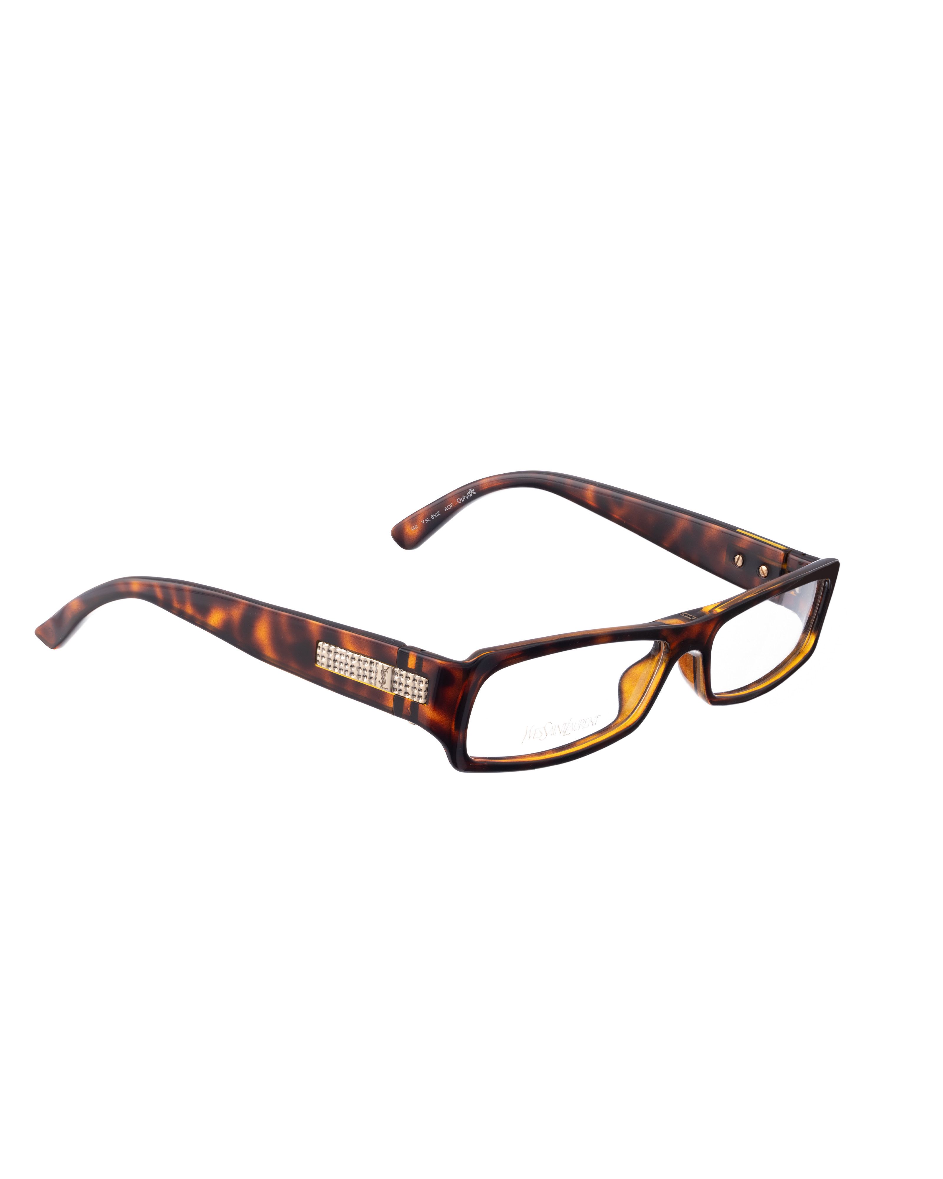 Yves Saint Laurent Yves Saint Laurent 00s Dark Havana Glasses with Silver Logo Size ONE SIZE - 2 Thumbnail