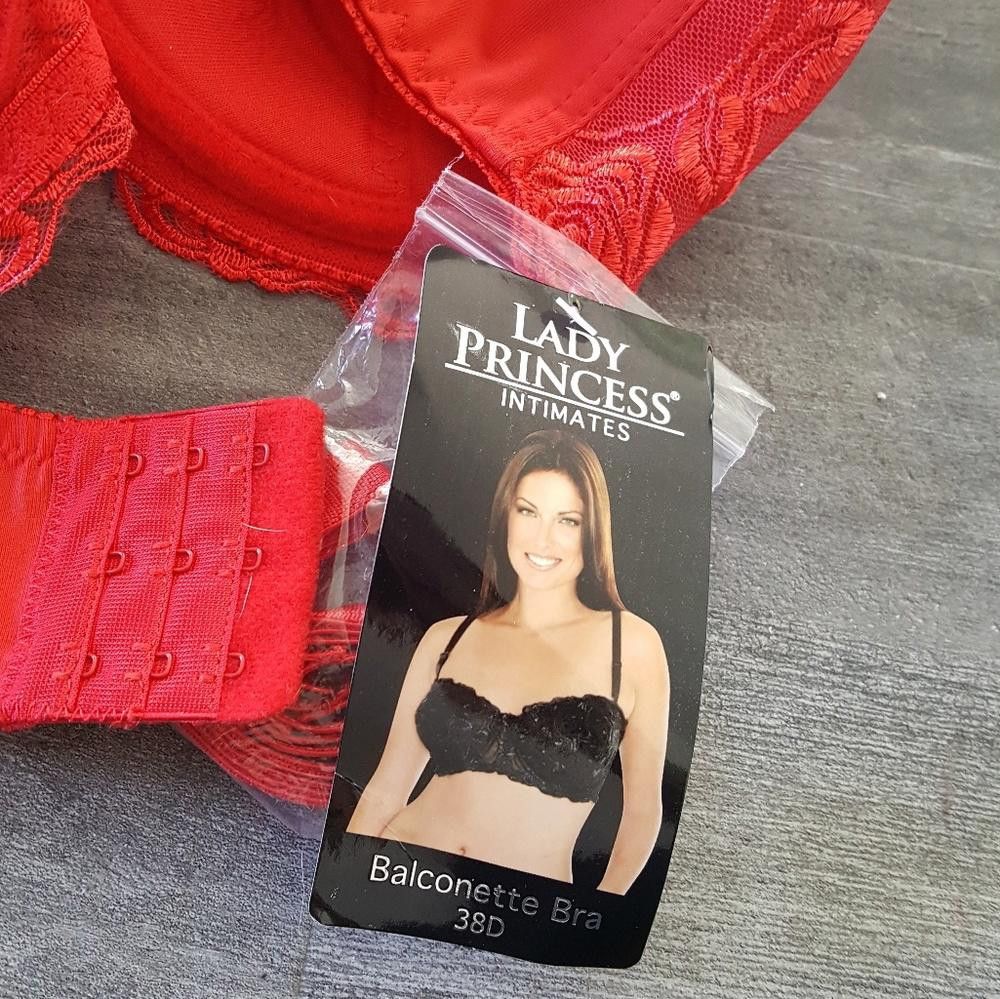 Designer Red Embroidered Lady Princess Balconette Bra Size ONE SIZE - 3 Thumbnail