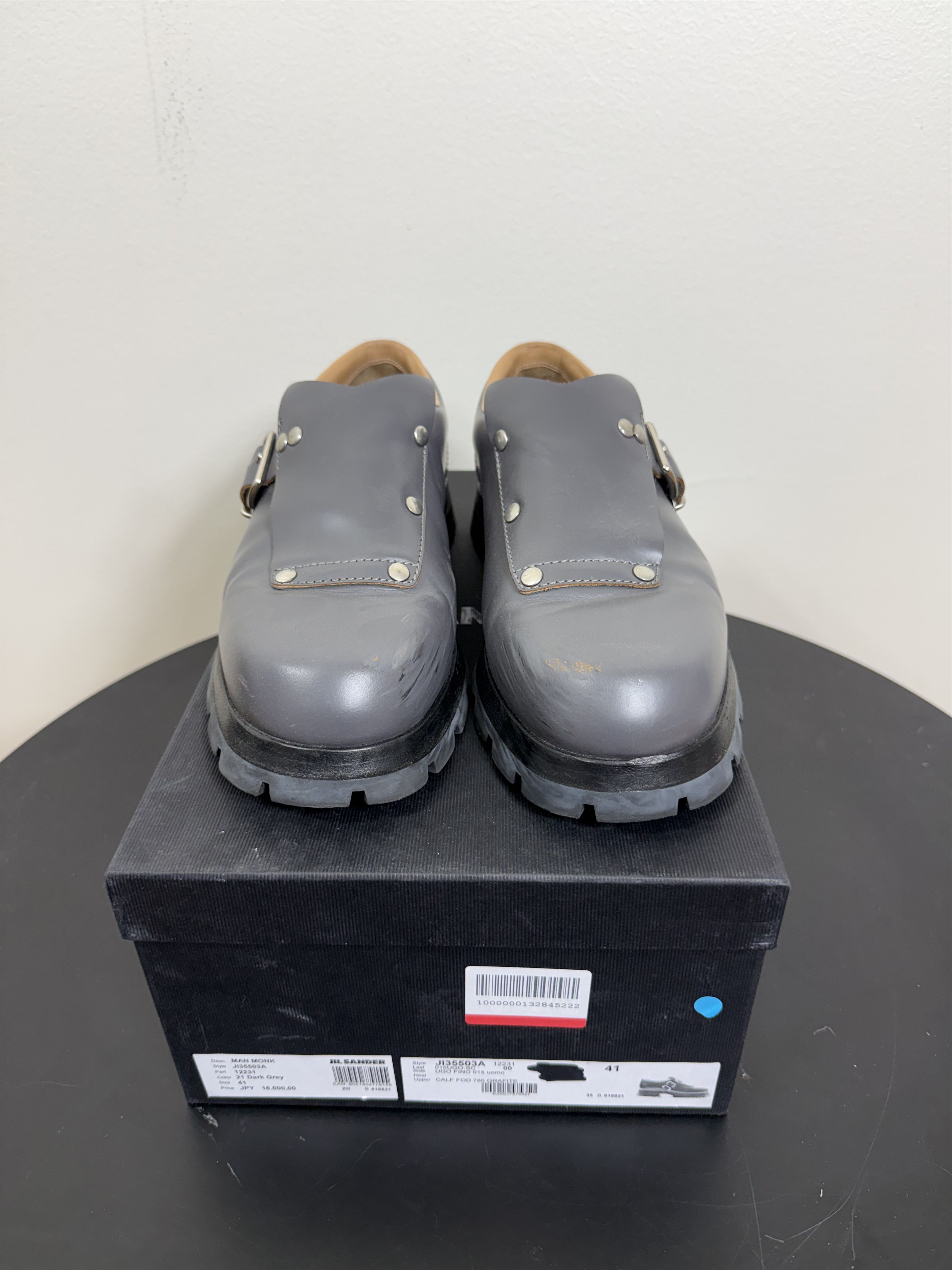 Jil Sander Dark Gray Calf Leather Monk Strap Derby Size US 8 / EU 41 - 3 Thumbnail