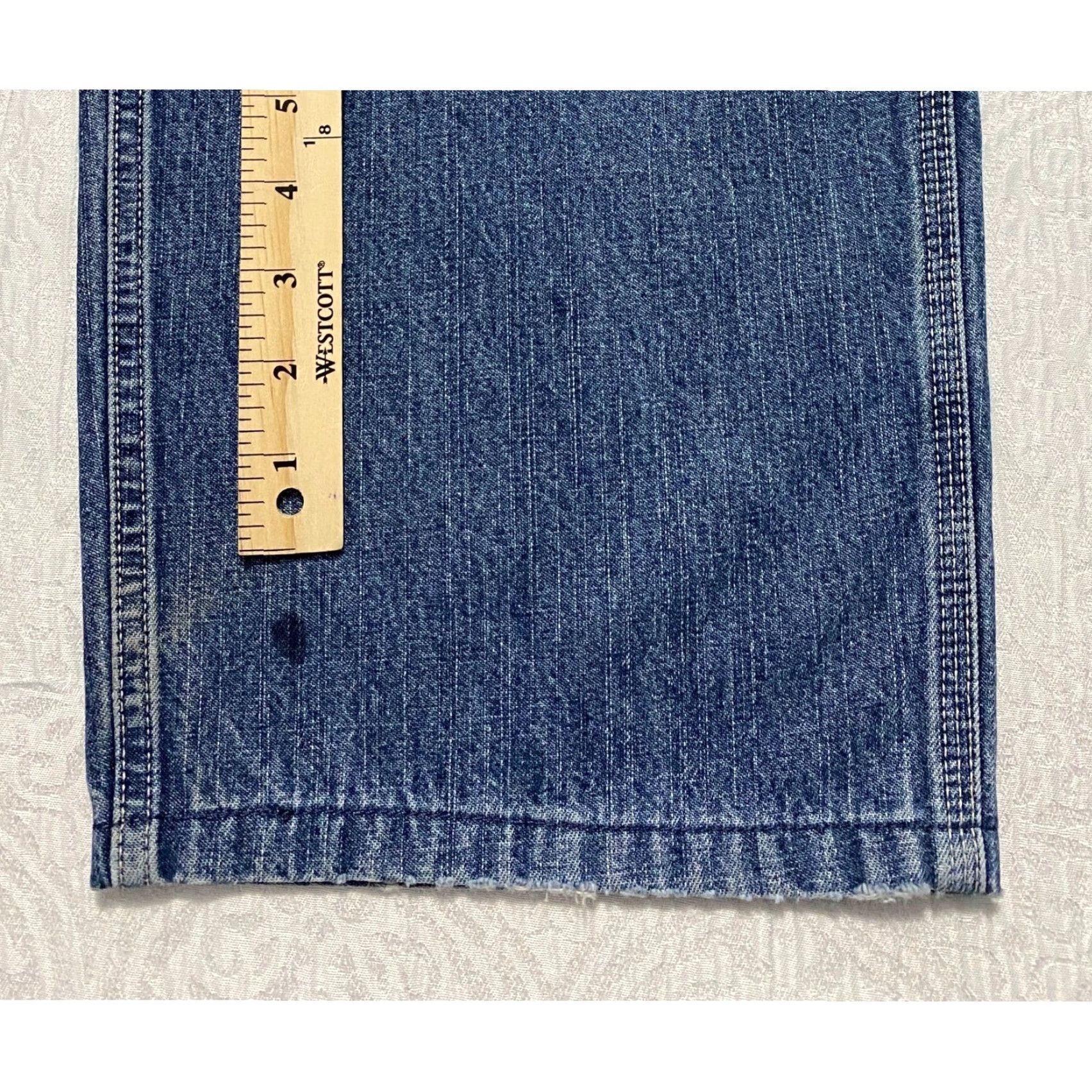 Vintage VINTAGE Structure Men's Carpenter Jeans Blue Denim 33x26 Regular Relaxed Fit 5-Pocket, Distressed, Logo, Button Zip Cotton Inseam 26 in Size US 33 - 3 Thumbnail