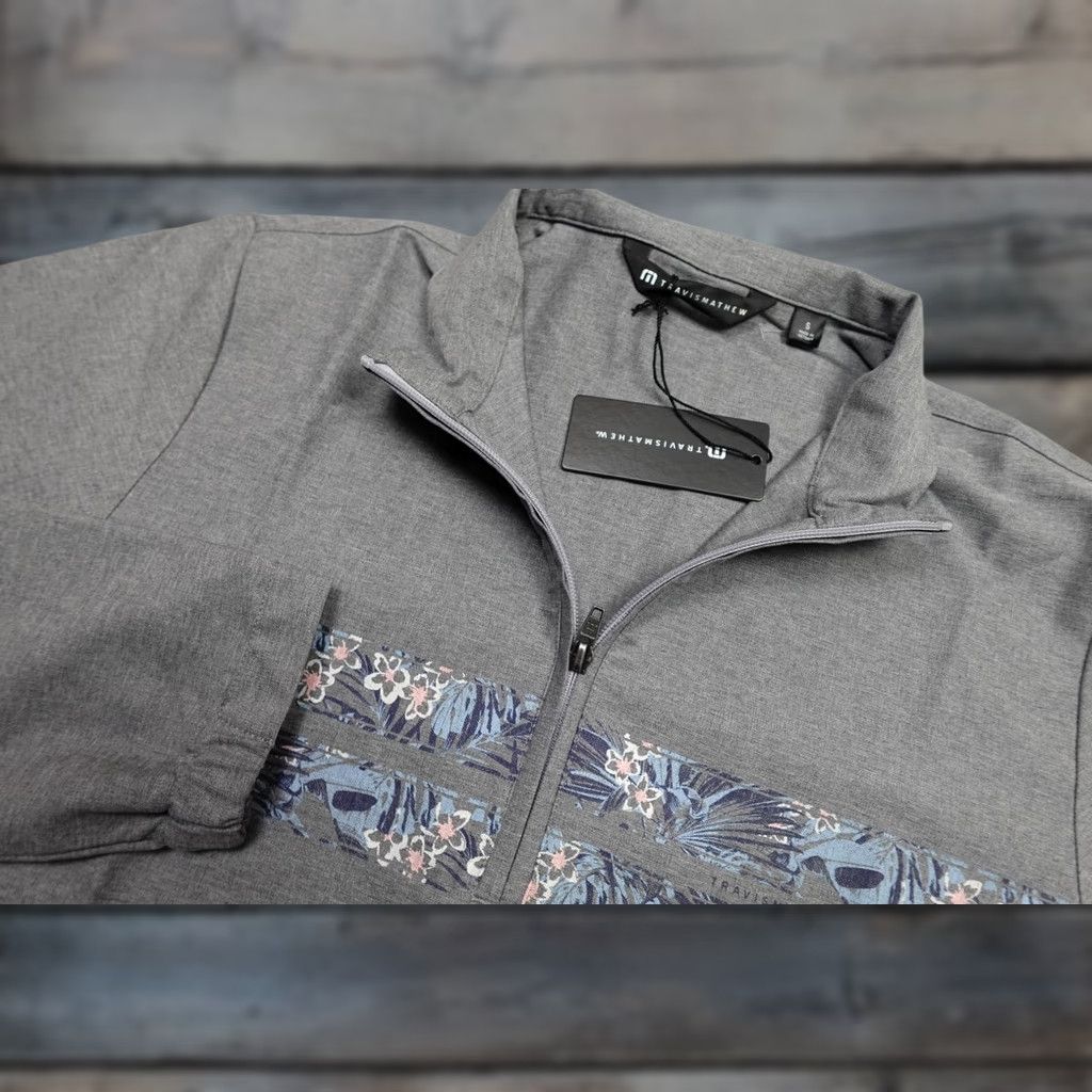 TravisMathew TravisMathew Move Mountains Quarter Zip Pullover Mens Small Gray Floral Golf Size US S / EU 44-46 / 1 - 1 Thumbnail