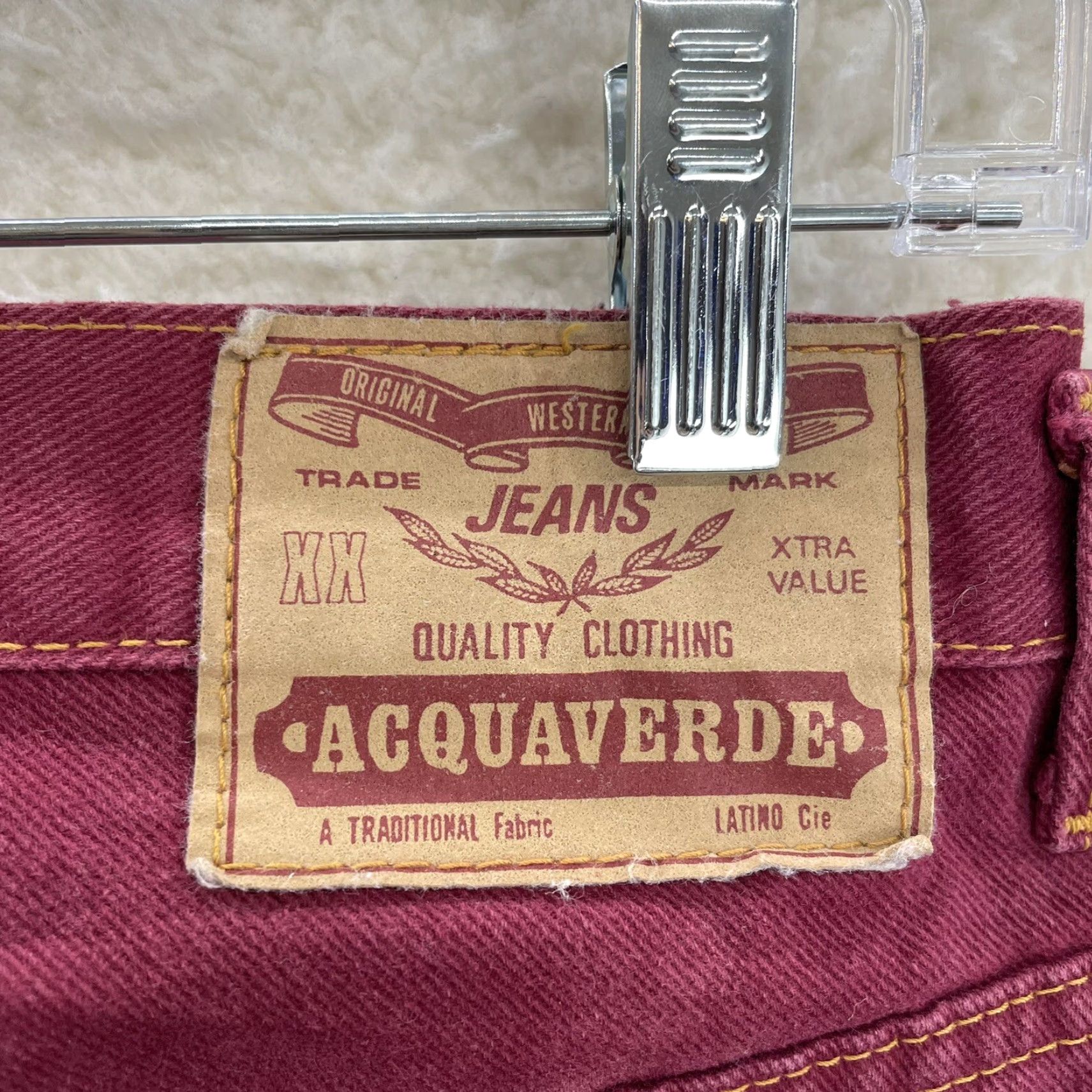 Bell VINTAGE Acquaverde Jeans 6 27 Short Red Denim High Waisted 70s Western Bell Bottoms Flare Womens Mens Girls Size 28" / US 6 / IT 42 - 3 Thumbnail