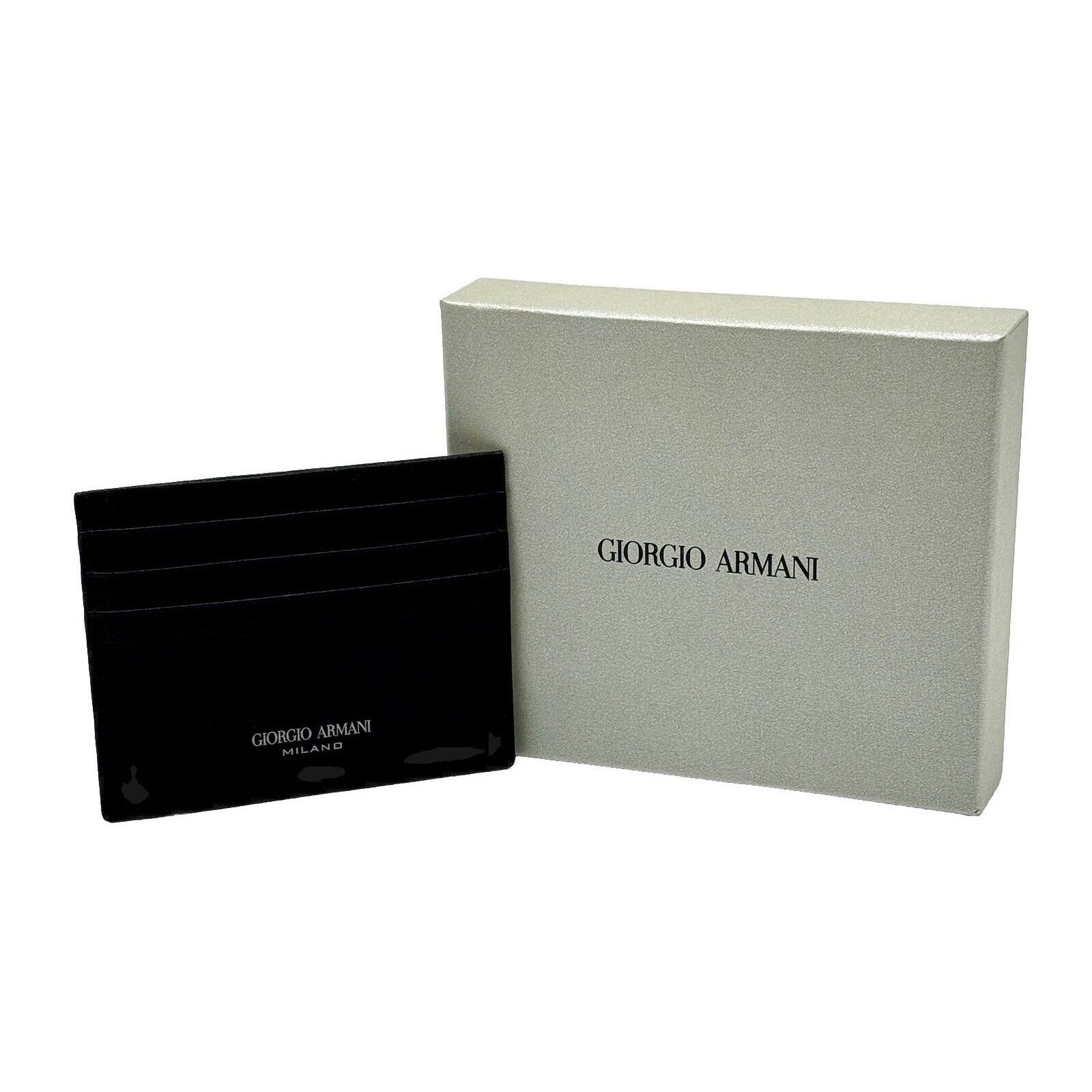 Giorgio Armani Giorgio Armani Leather Card Holder Wallet In Black New Size ONE SIZE - 6 Thumbnail