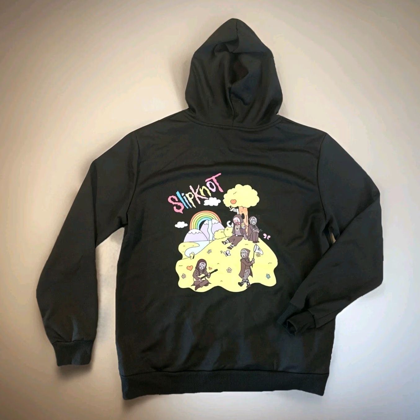 Vintage Slipknot Hoodie L Black Mens Regular 45” Chest Double Sided Pocket Hooded Graphic Print Rock Metal All Seasons Pullover Size US L / EU 52-54 / 3 - 6 Thumbnail