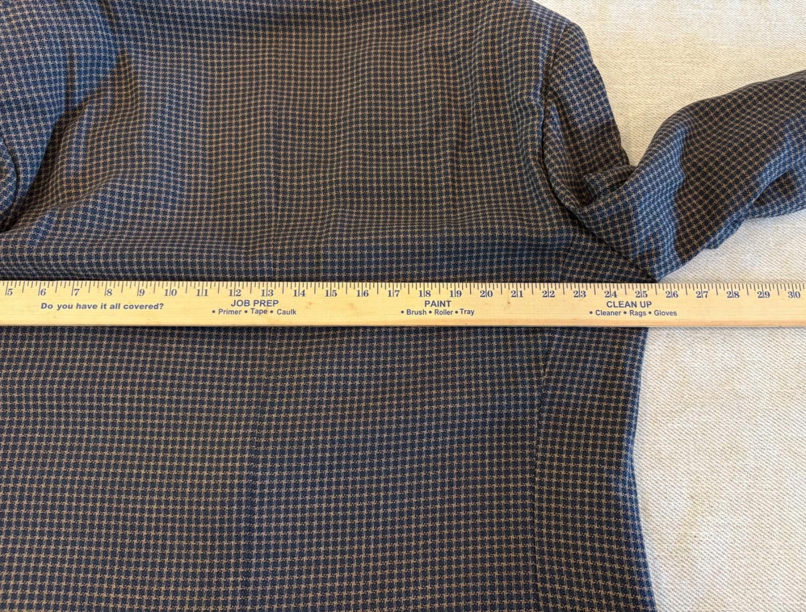 Canali Canali Proposta Sport Coat 48R Blue Tan Micro Check Wool Size 48R - 4 Thumbnail