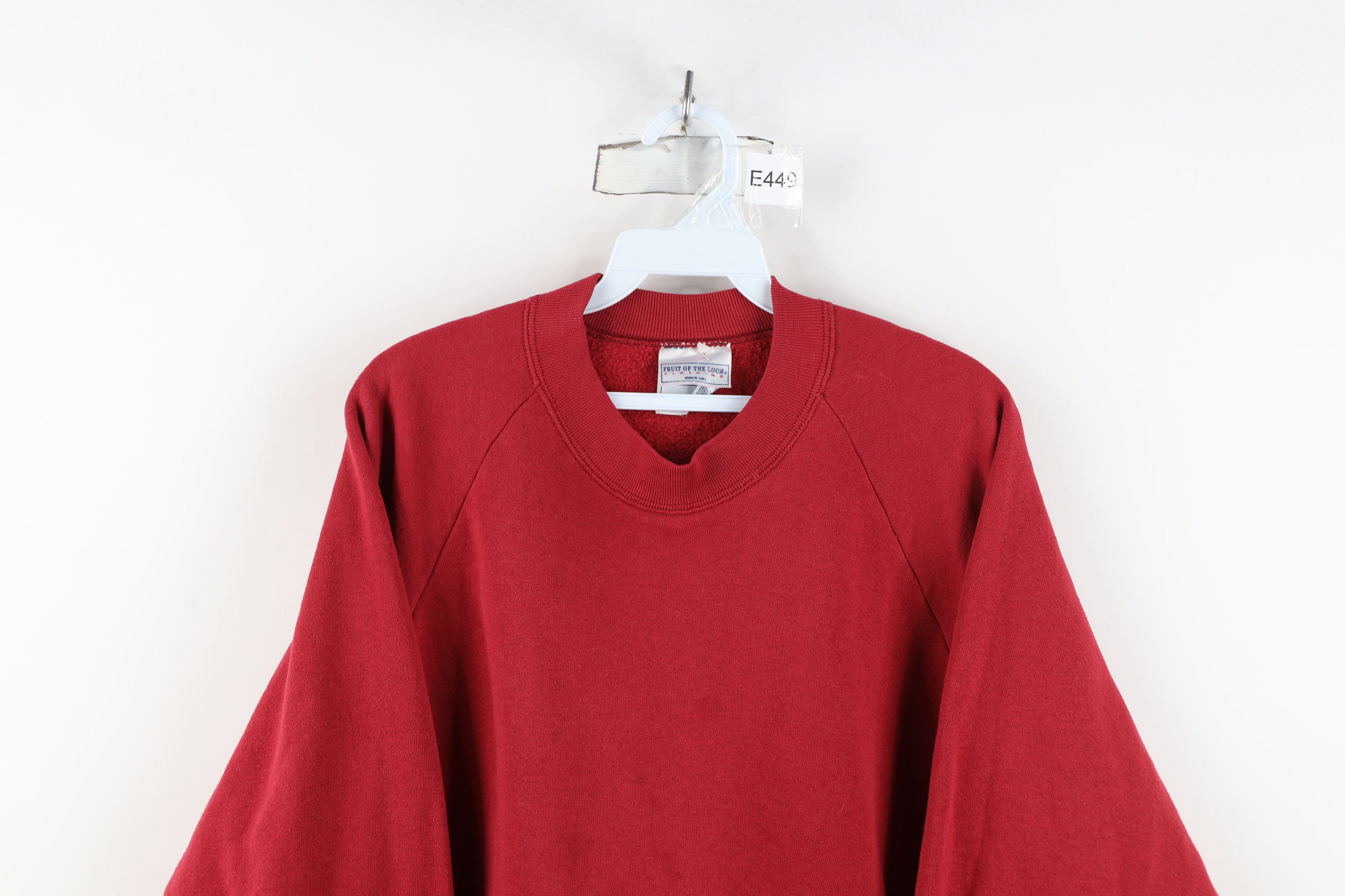 Vintage Vintage 90s Streetwear Blank Raglan Sweatshirt Red Size XL / US 12-14 / IT 48-50 - 2 Thumbnail