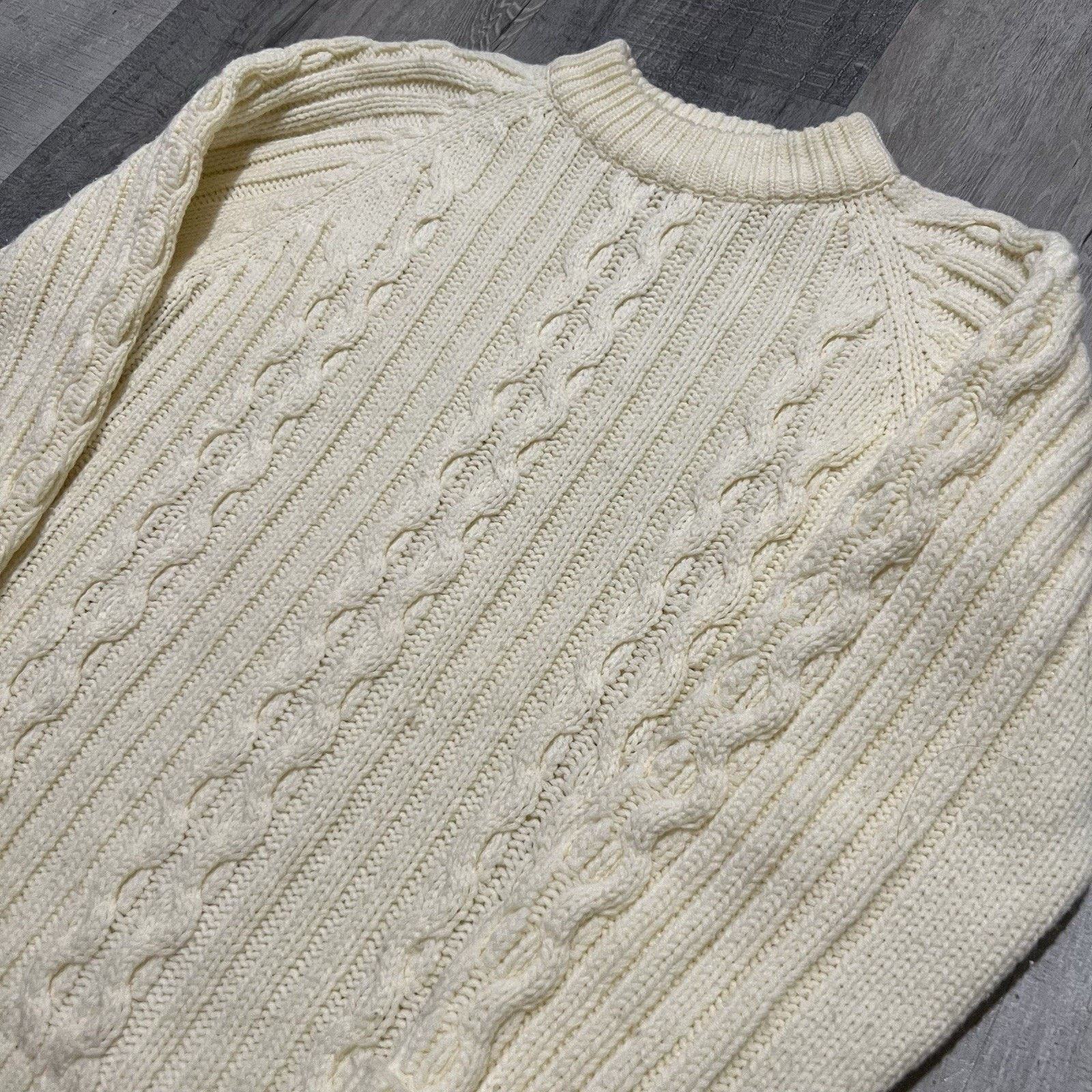 Other VTG Iveys 70s/80s Ivory Beige Cable Knit Pull Over Sweater Size M / US 6-8 / IT 42-44 - 2 Thumbnail