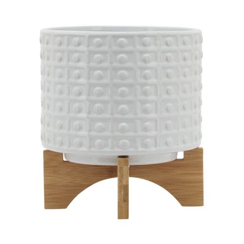 Designer × Homemade 8" DOTTED PLANTER W/ STAND, WHITE Size US L / EU 52-54 / 3 - 3 Thumbnail