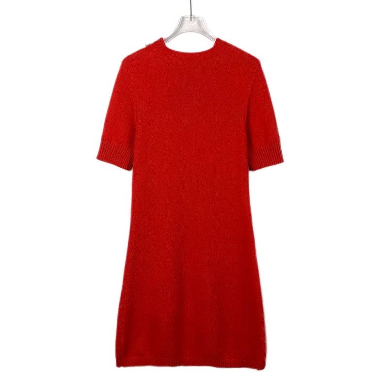 Chanel ChanelRed pearl buckle cashmere knitted dress 2503-Nextarro Size XXS / US 00 / IT 34 - 2 Thumbnail