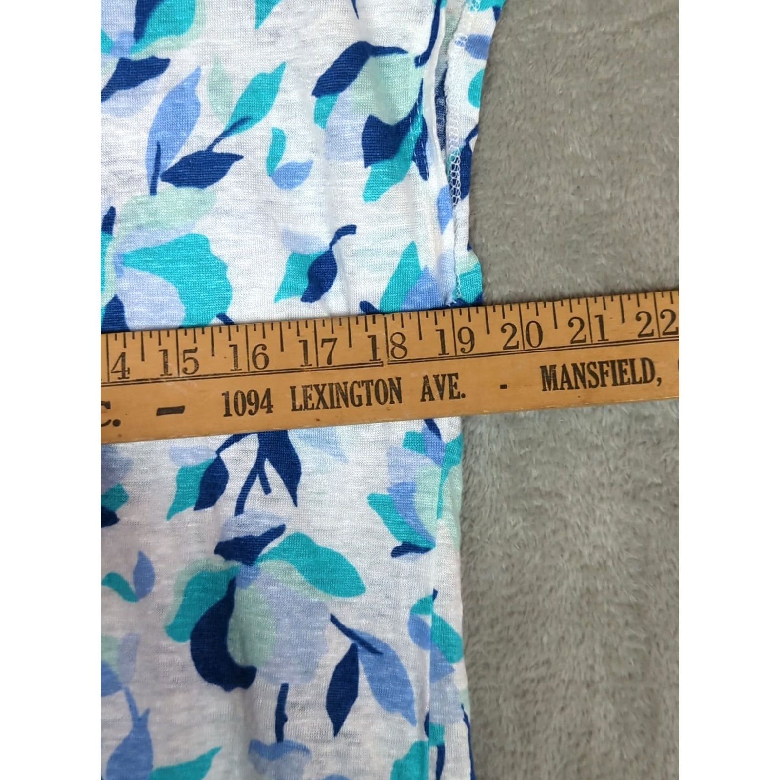 Rachel Zoe RACHEL ZOE Womens L Tee Shirt Top 100% Linen Blue Floral Round Neck Casual Cap Sleeve Short Sleeve NWT Size L / US 10 / IT 46 - 7 Thumbnail