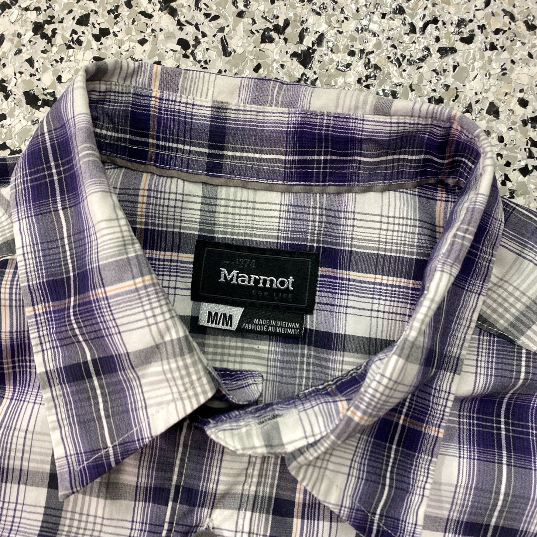 Marmot Marmot Shirt Mens Medium Purple Plaid Short Sleeve Button-Up Casual Spring Summer Fall Button-Up Pockets Lightweight Regular Size US M / EU 48-50 / 2 - 2 Thumbnail