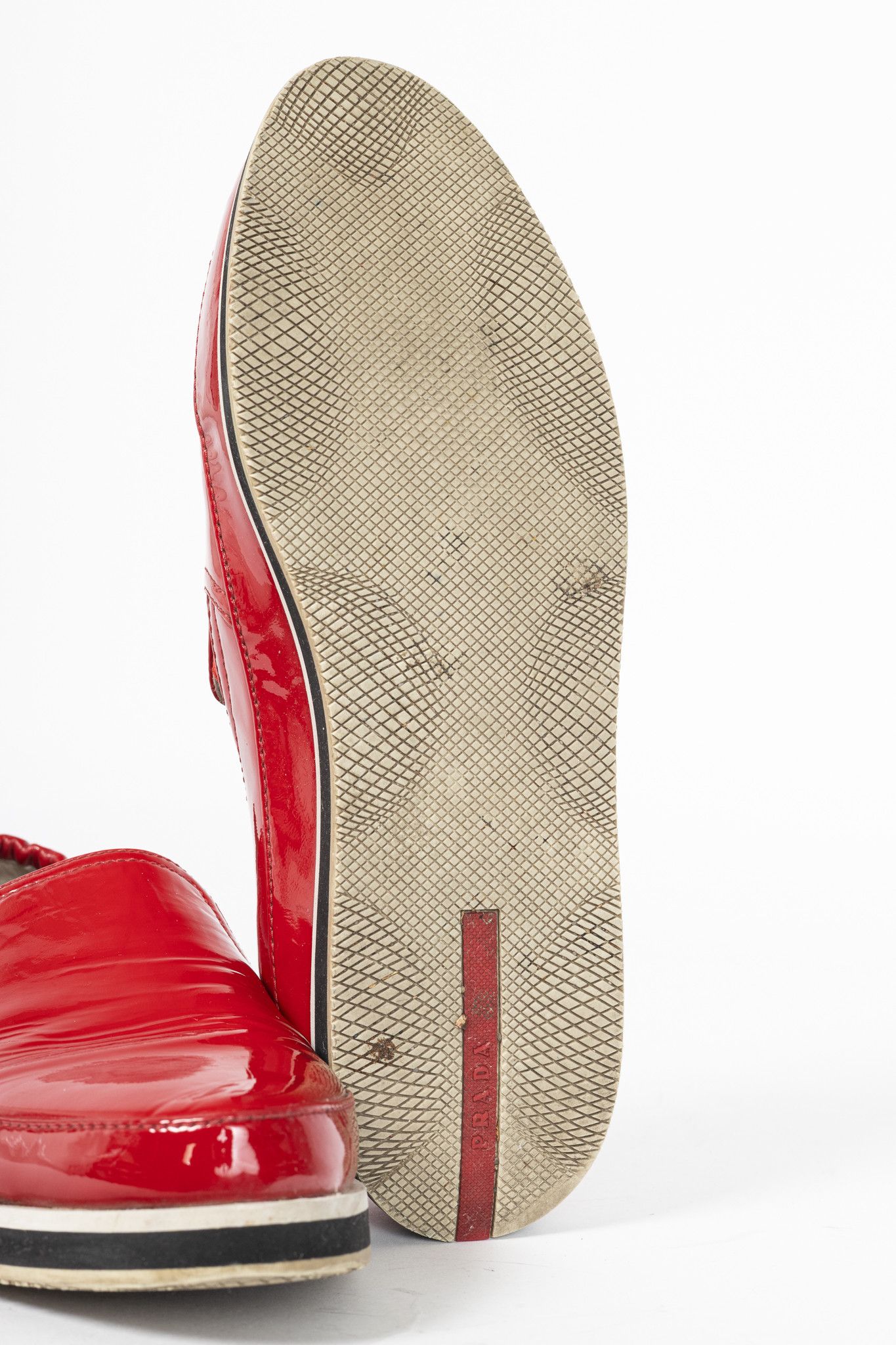 Prada Prada Red Patent Leather Slip-On Loafers Size US 9 / IT 39 - 5 Thumbnail