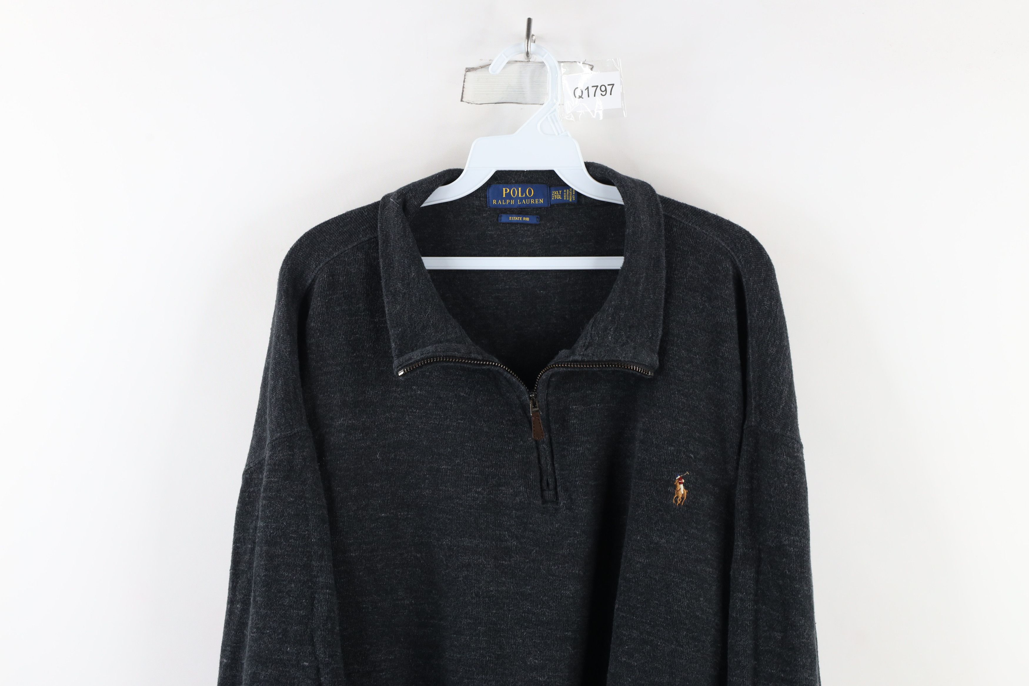 Ralph Lauren × Vintage Ralph Lauren Cotton Ribbed Knit Half Zip Pullover Sweater Size ONE SIZE - 2 Thumbnail