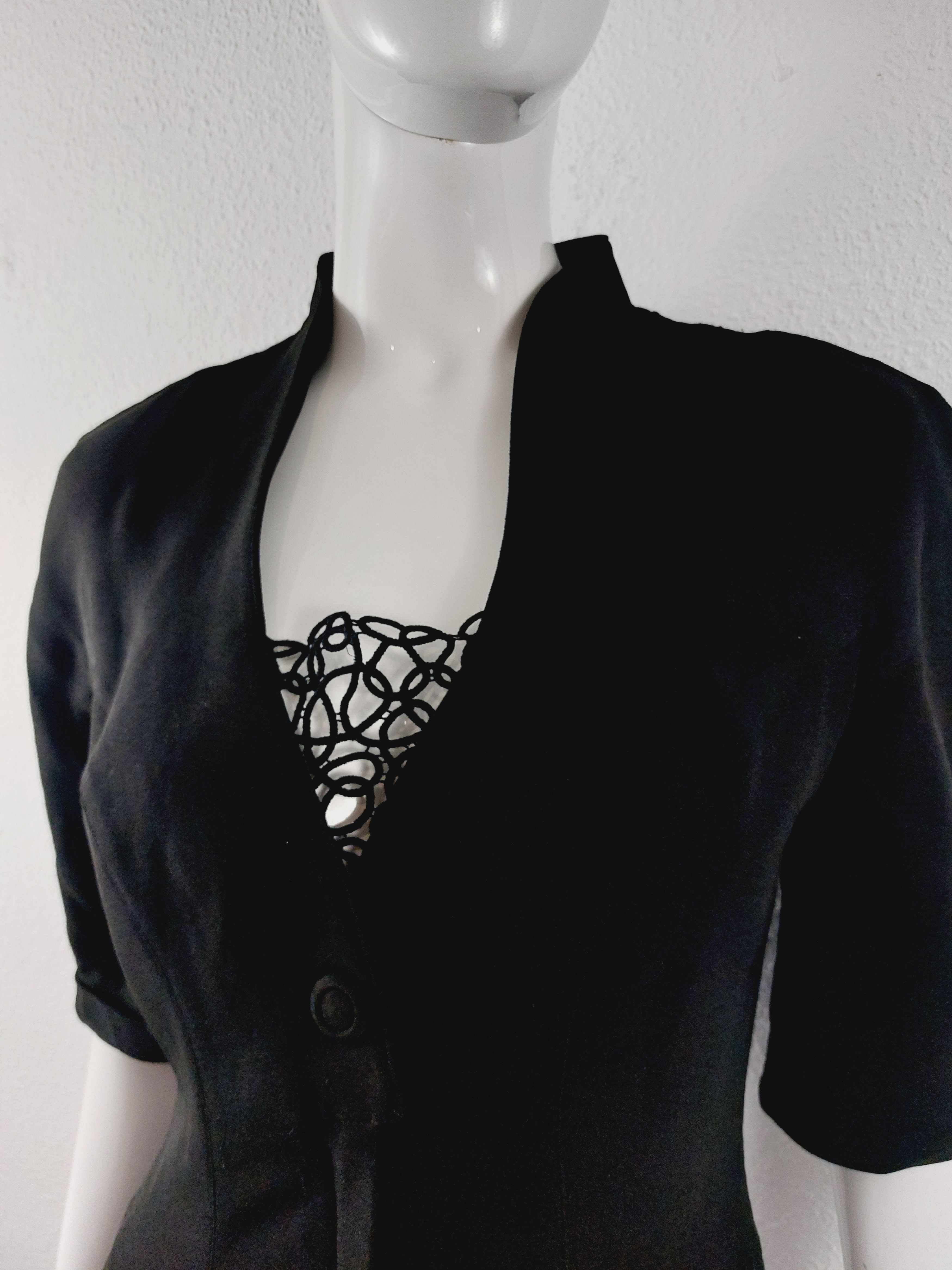 Thierry Mugler Thierry Mugler Archival Black Lace Open Back Cocktail Dress Size S / US 4 / IT 40 - 11 Thumbnail