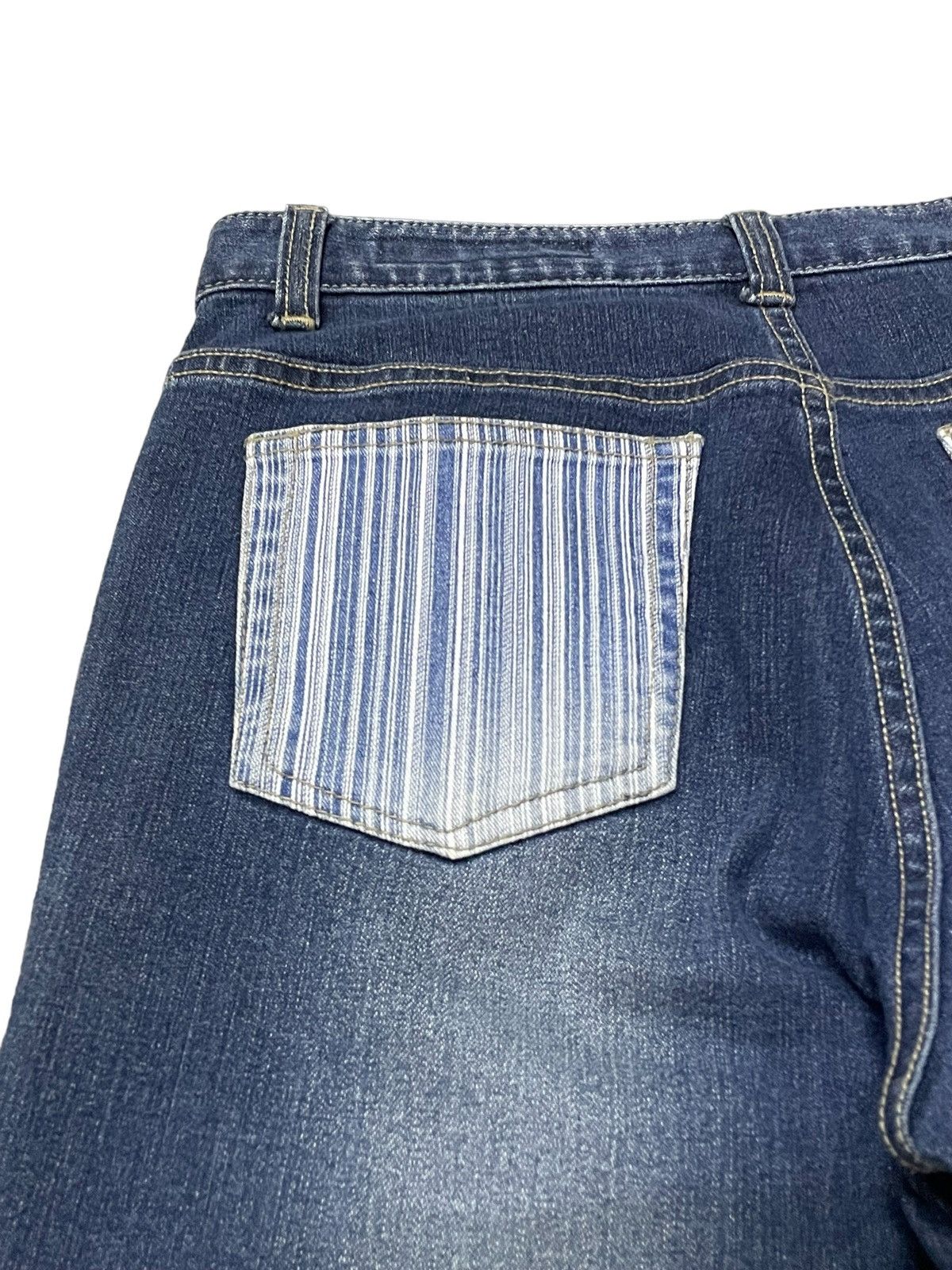 FUSAI × Hysteric Glamour × PPFM Flared Hybrid Border Stripe Japanese Brand Denim Pants Size US 28 / EU 44 - 11 Thumbnail