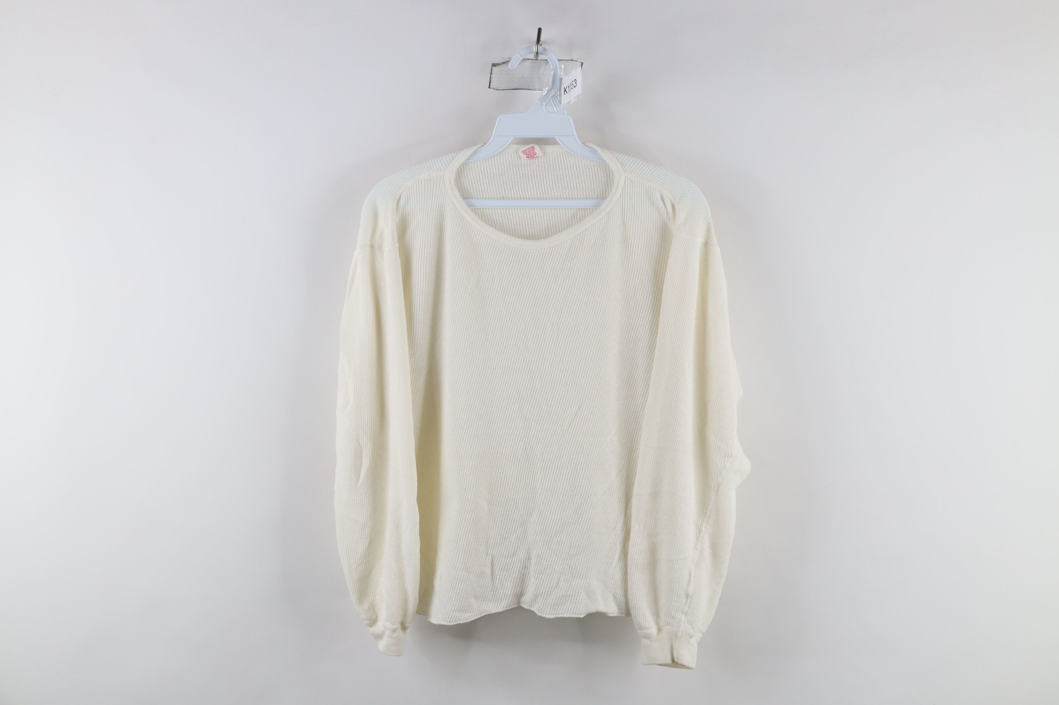 Vintage Vintage 70s Streetwear Thermal Waffle Knit T-Shirt Cream USA Size XL / US 12-14 / IT 48-50 - 1 Thumbnail