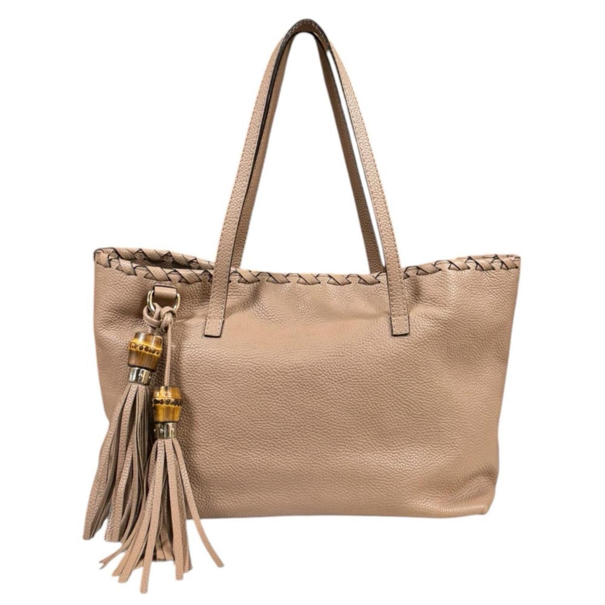 Gucci Gucci Outlet Bamboo Tote Bag, Leather 354665, Beige, Women's, with Tassel Size ONE SIZE - 1 Thumbnail