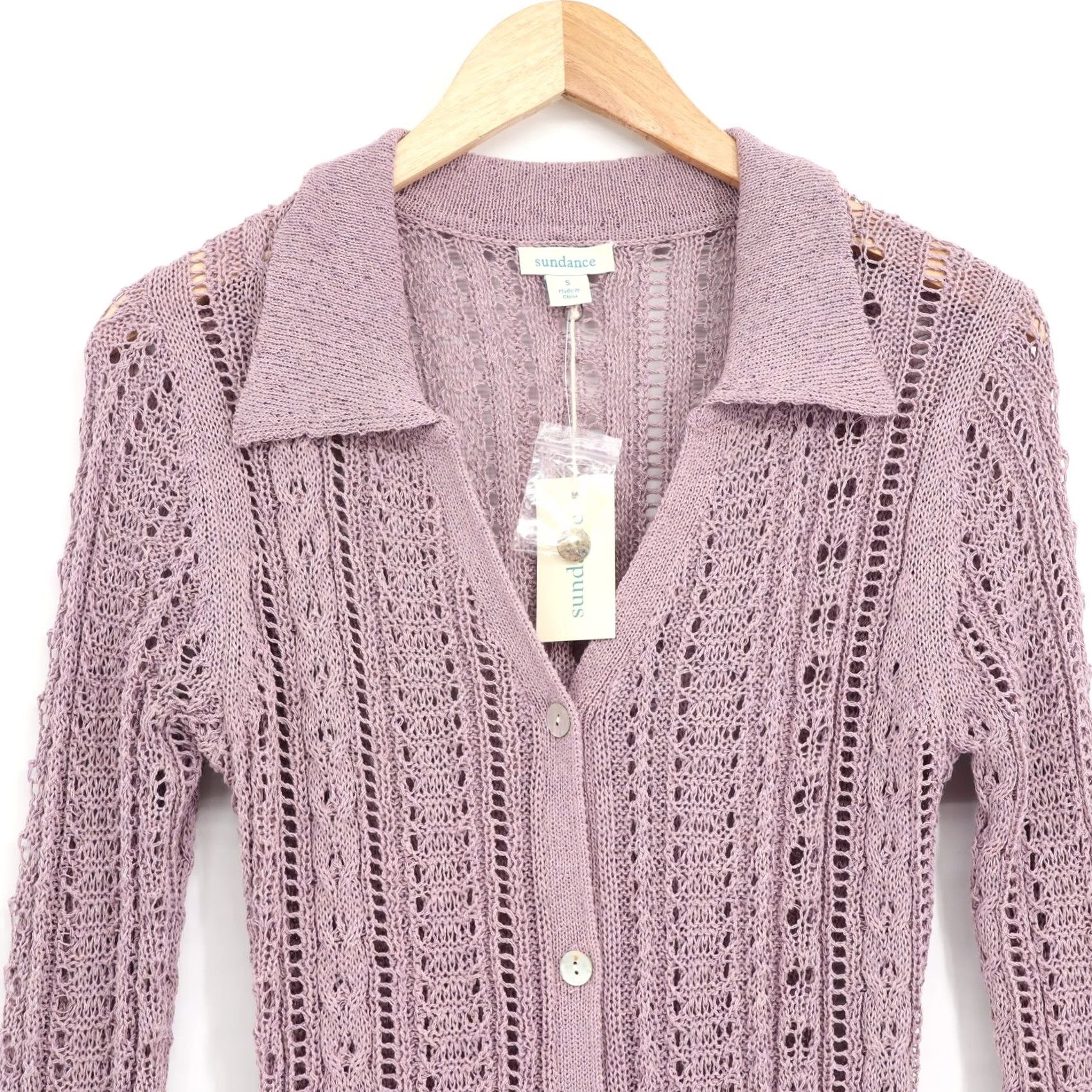 Vintage Sundance Cardigan Women's Duster Open-Knit Lavender Purple Cotton Linen Polyester Rayon V-Neck Button S Garden-Core, Vintage No Size S / US 4 / IT 40 - 4 Thumbnail