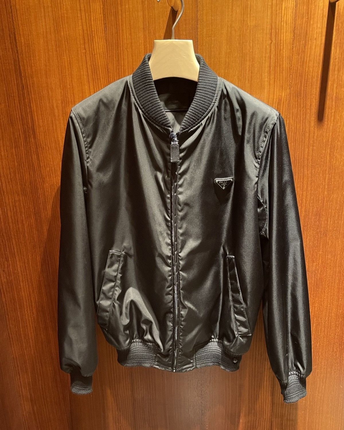 Image of Prada Re-Nylon Bomber Jacket in Black, Men's (Size 2XL)